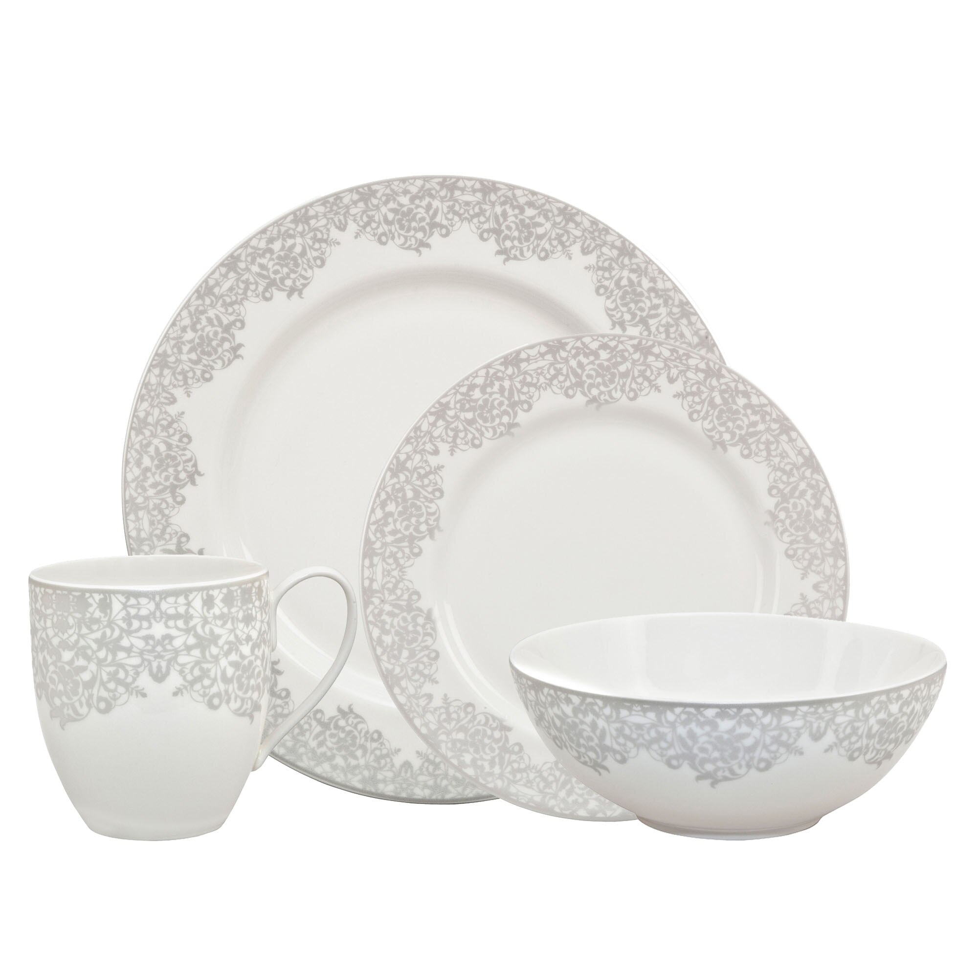 Product photograph of Monsoon Filigree Silver 16 Piece Tableware Set from Denby Retail Ltd