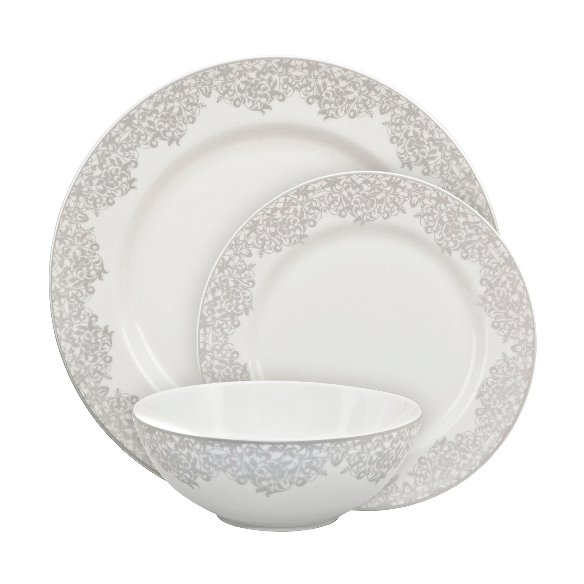 Product photograph of Monsoon Filigree Silver 12 Piece Tableware Set from Denby Retail Ltd