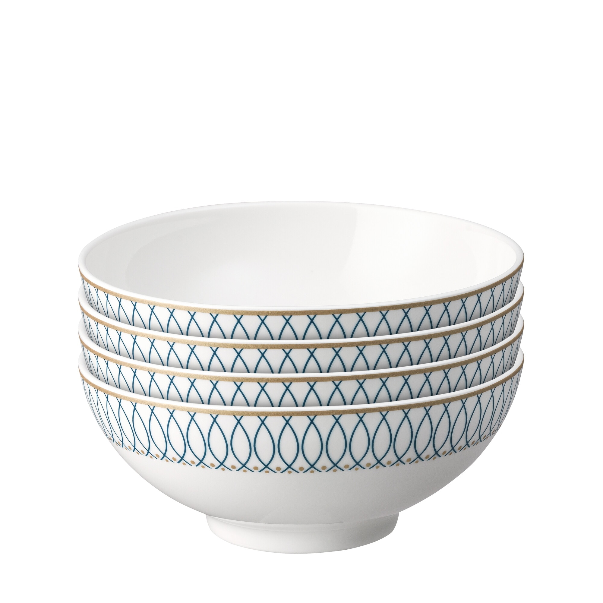 Product photograph of Porcelain Modern Deco Set Of 4 Cereal Bowls from Denby Retail Ltd