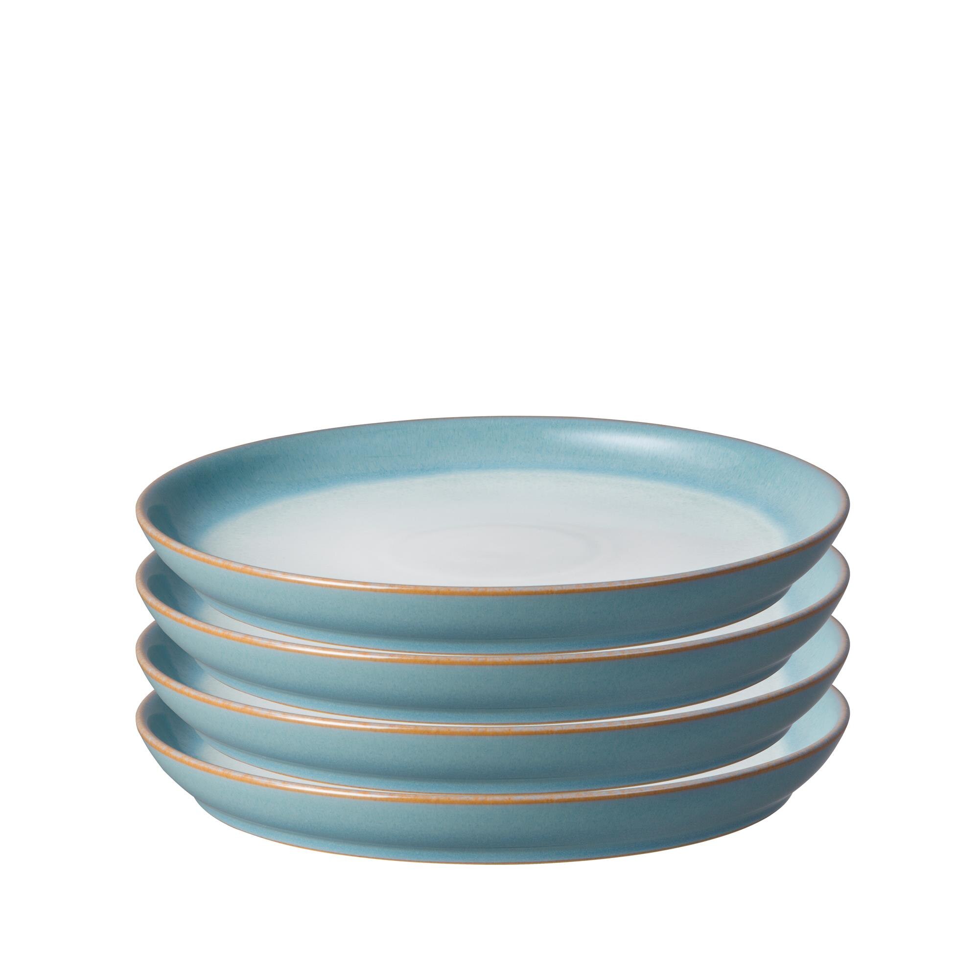 Product photograph of Azure Haze Set Of 4 Coupe Medium Plates from Denby Retail Ltd