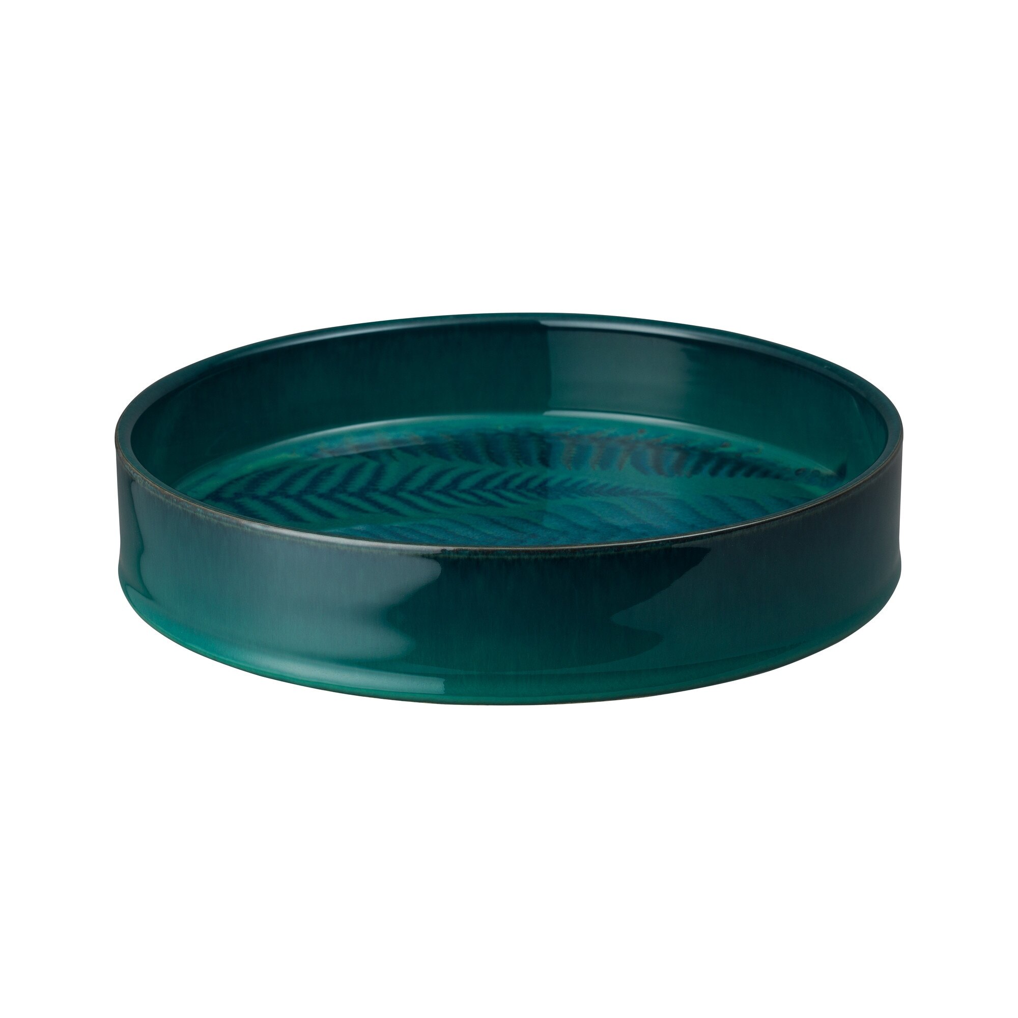 Product photograph of Statement Fern Green Round Tray Seconds from Denby Retail Ltd
