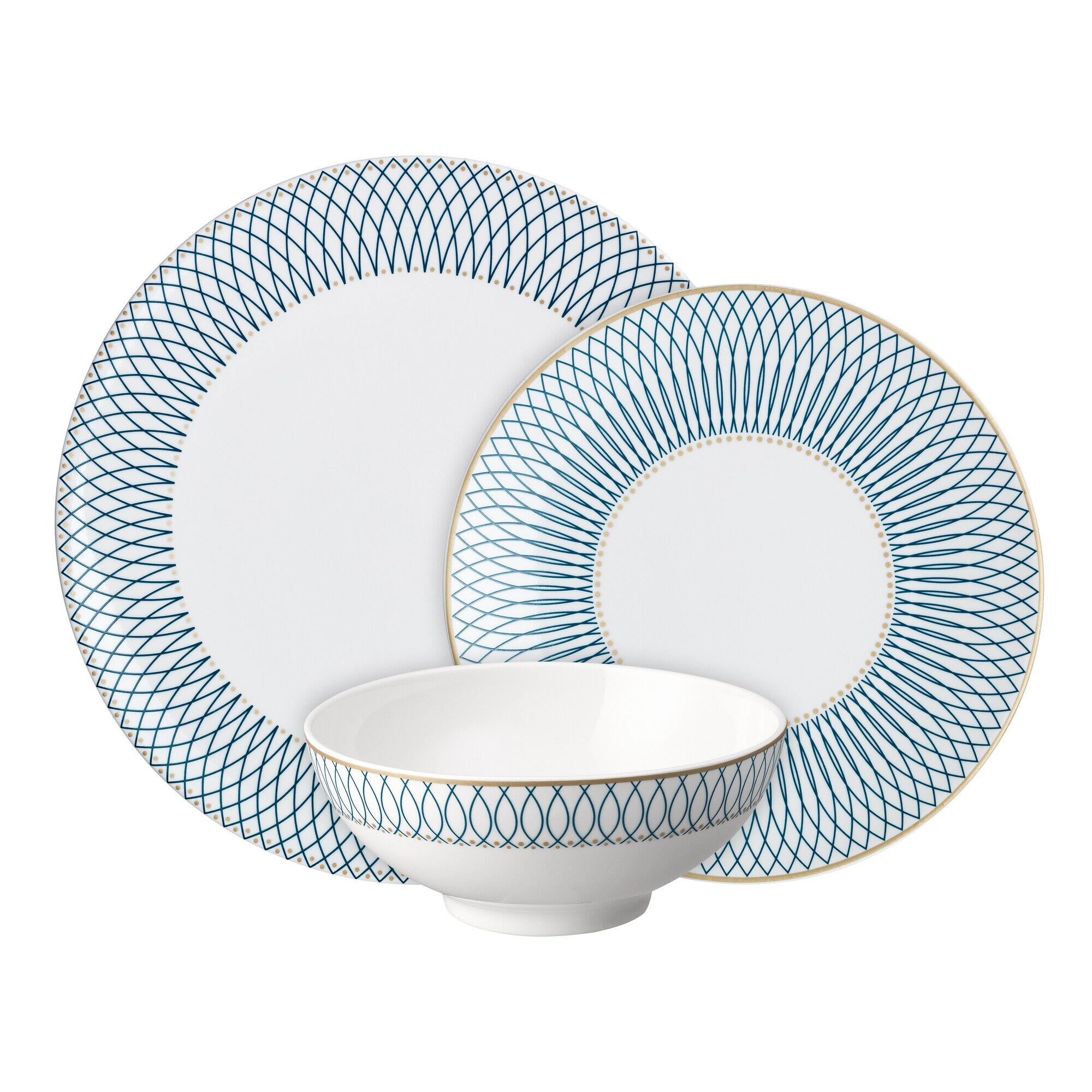 Product photograph of Porcelain Modern Deco 12 Piece Tableware Set from Denby Retail Ltd