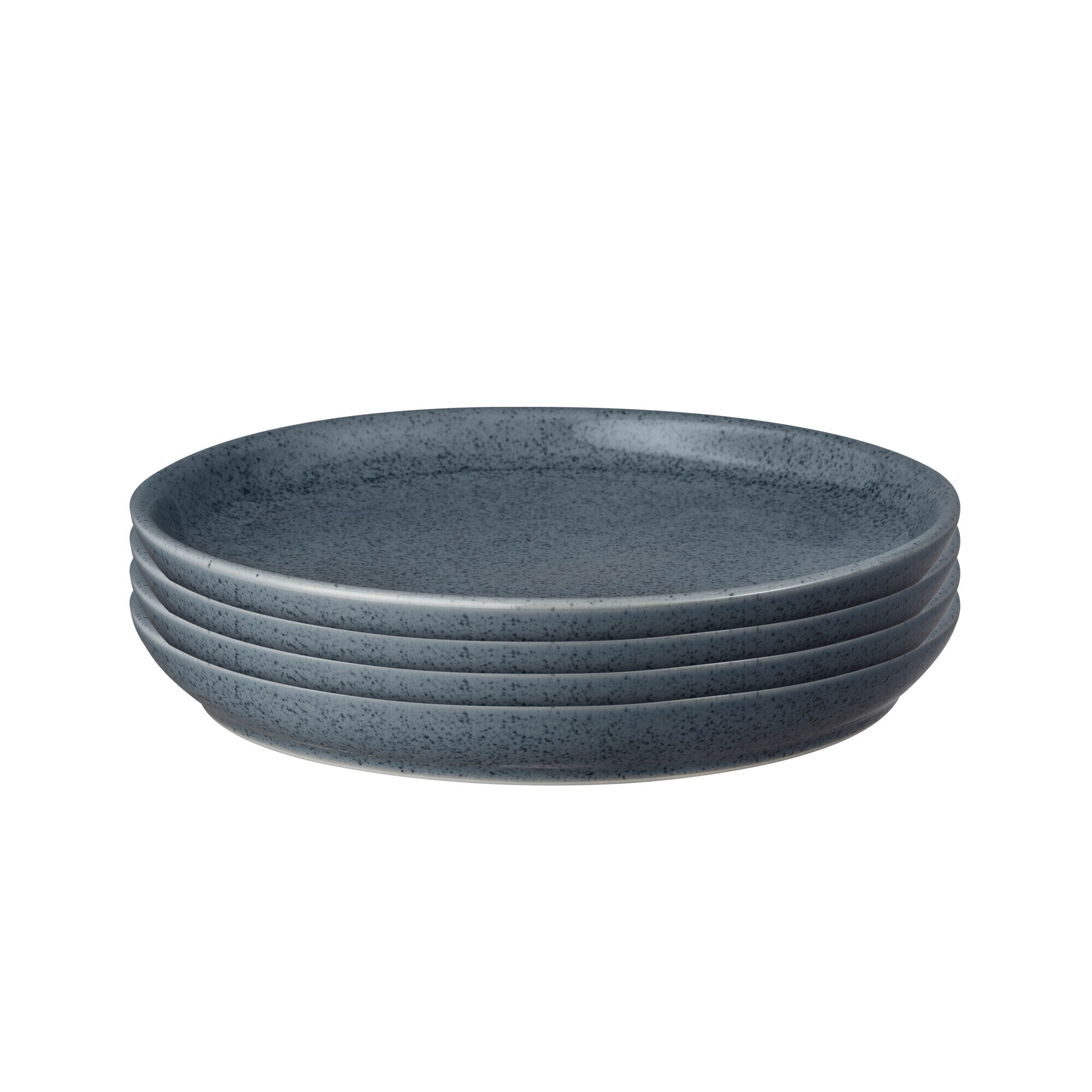 Product photograph of Dark Grey Speckle Set Of 4 Coupe Dinner Plates from Denby Retail Ltd