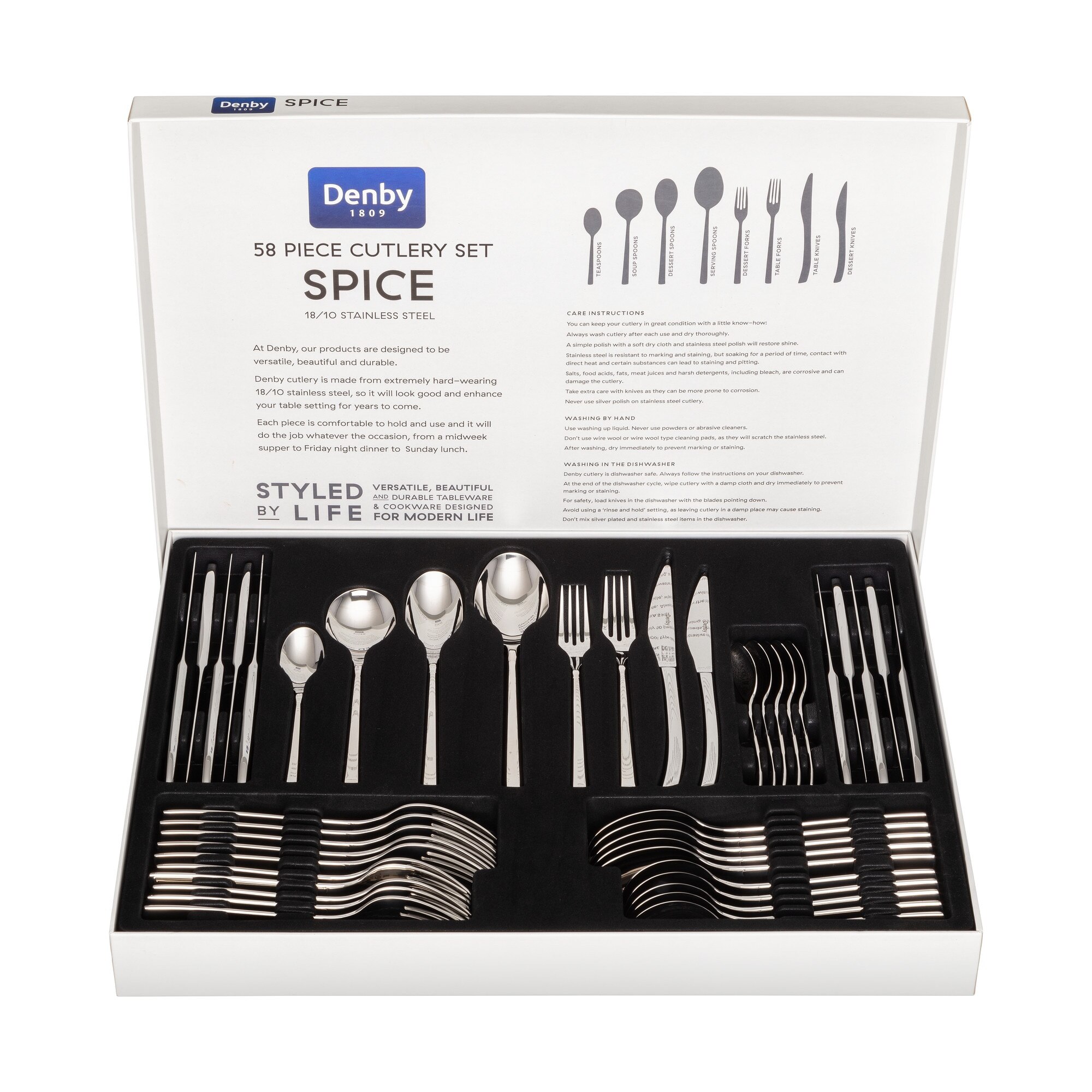 Product photograph of 58 Piece Spice Cutlery Set from Denby Retail Ltd
