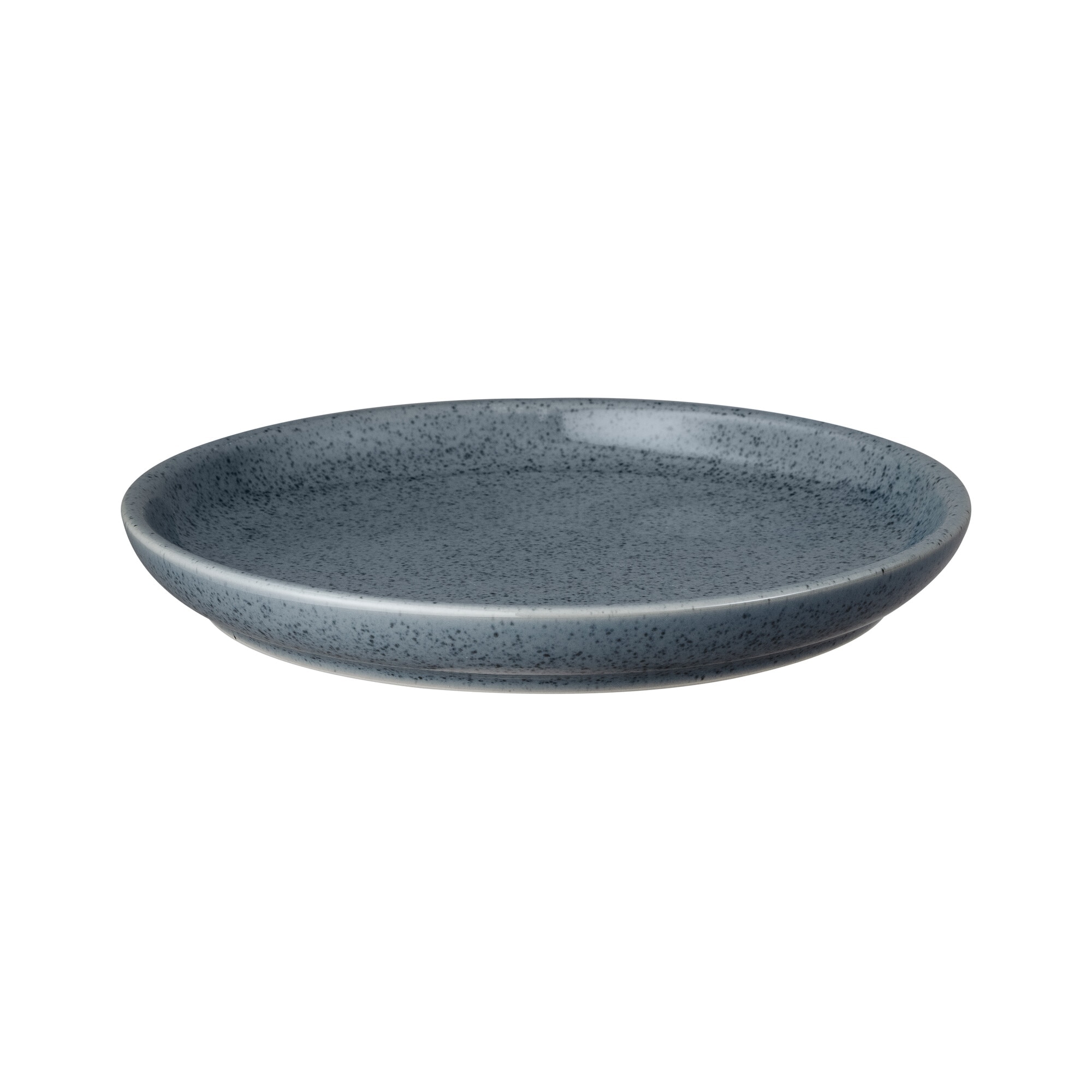 Product photograph of Dark Grey Speckle Medium Coupe Plate from Denby Retail Ltd