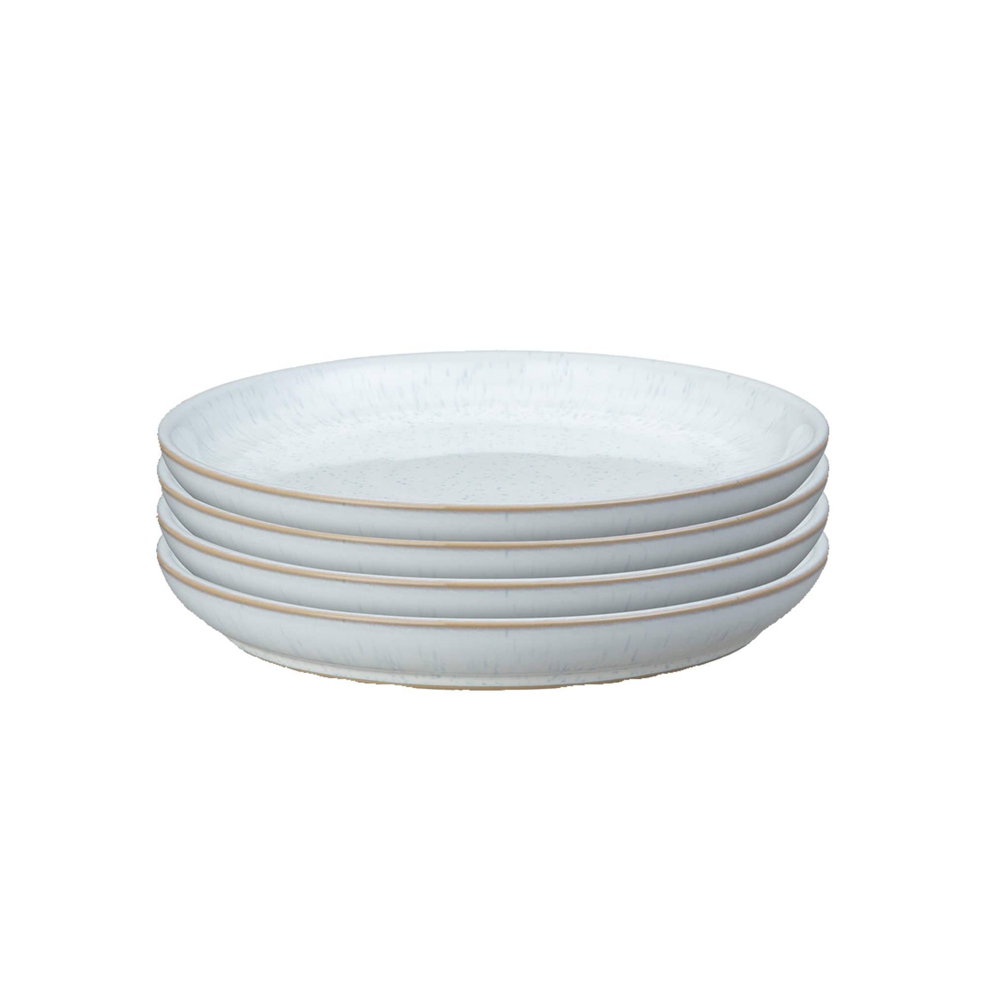 Product photograph of White Speckle Set Of 4 Medium Coupe Plates from Denby Retail Ltd