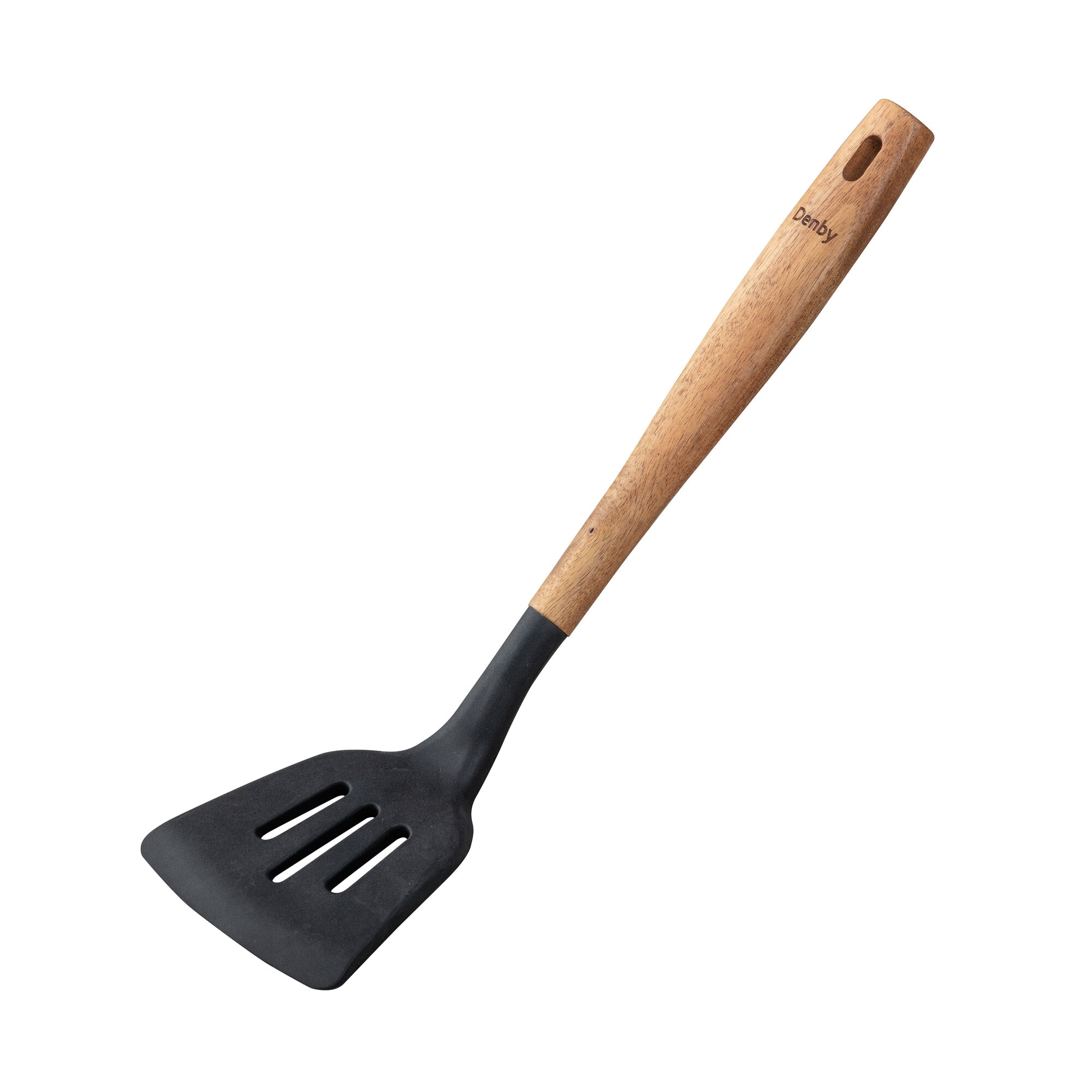 Product photograph of Acacia Silicone Slotted Turner Black from Denby Retail Ltd