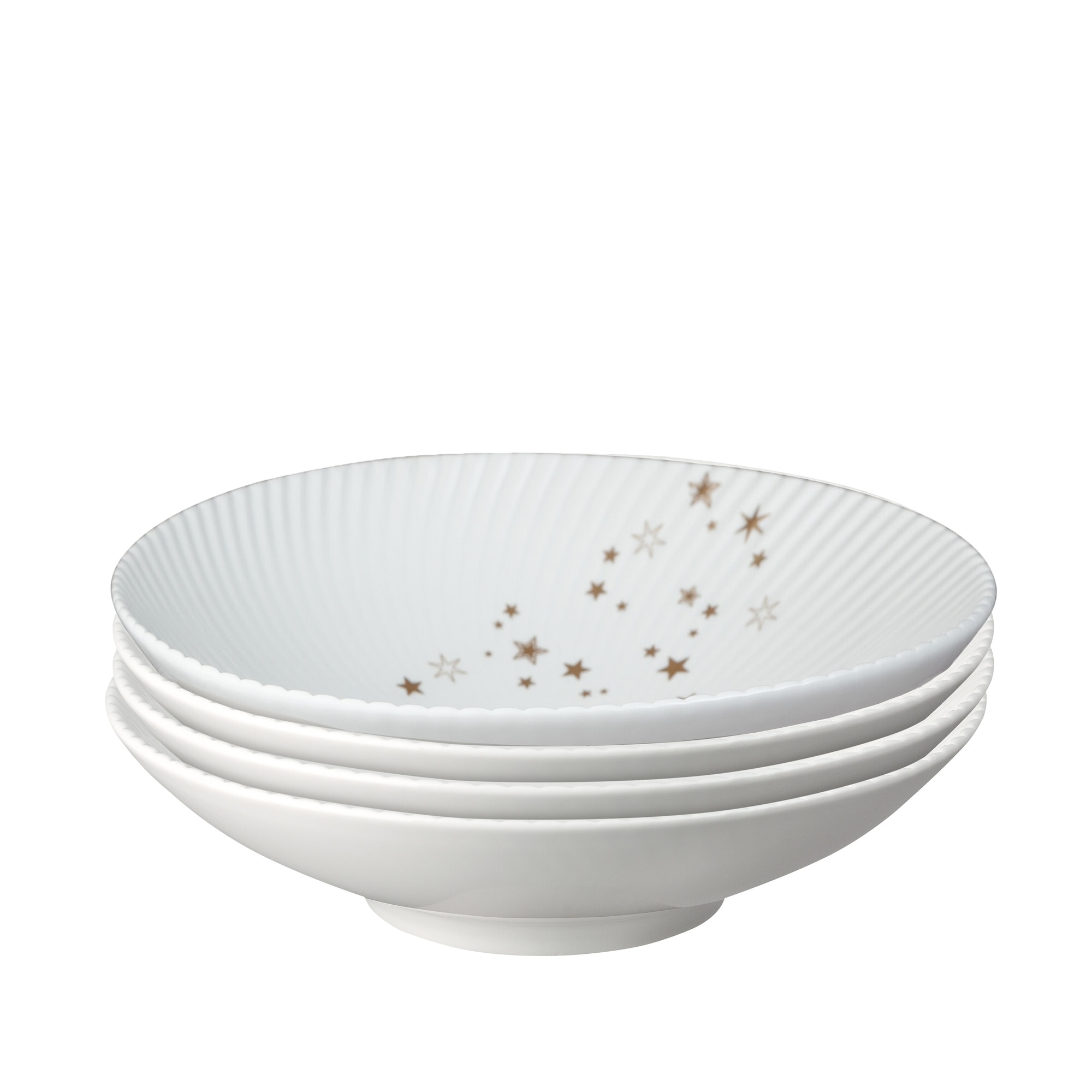 Product photograph of Porcelain Arc White Stars Pasta Bowl Set Of 4 from Denby Retail Ltd