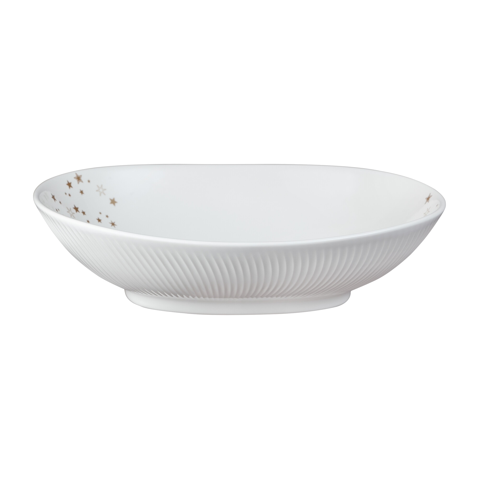 Product photograph of Porcelain Arc White Stars Serving Bowl from Denby Retail Ltd