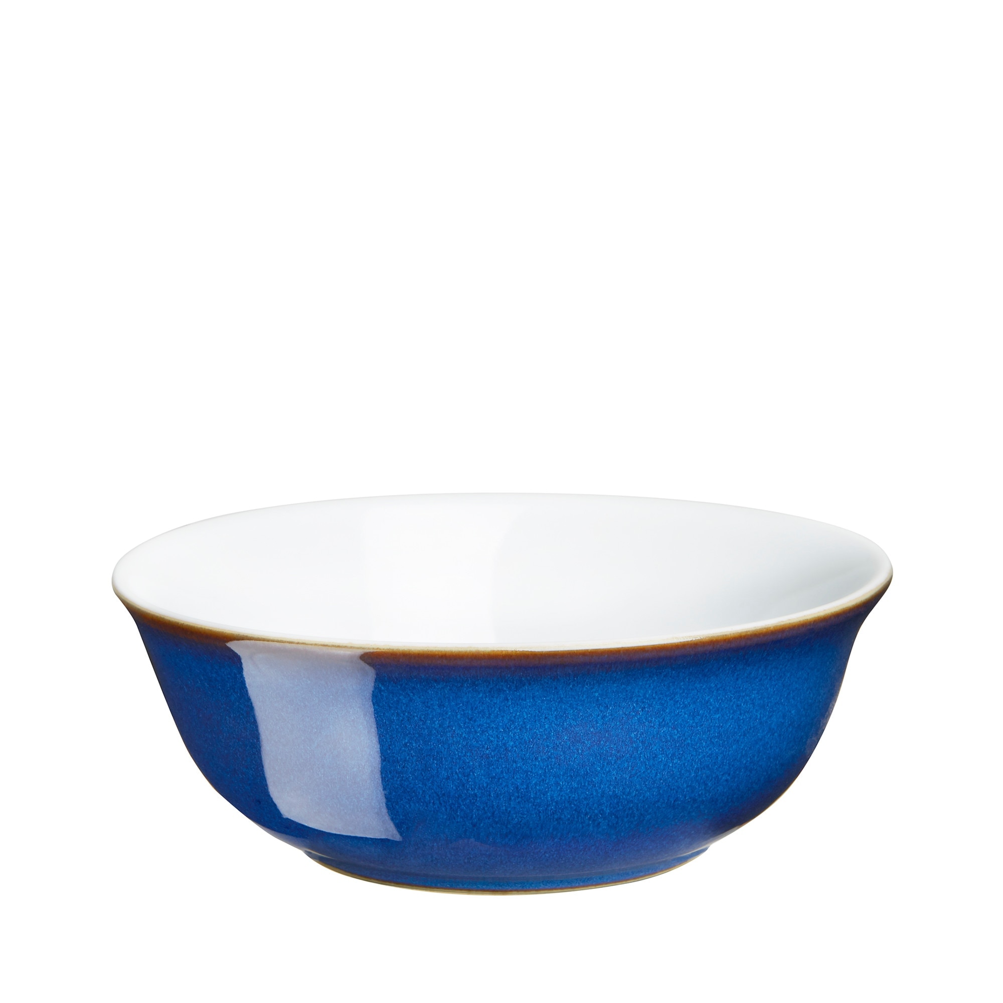 Cereal Bowl Denby Linen Light Gray Exterior Tan Rim White Interior Soup 