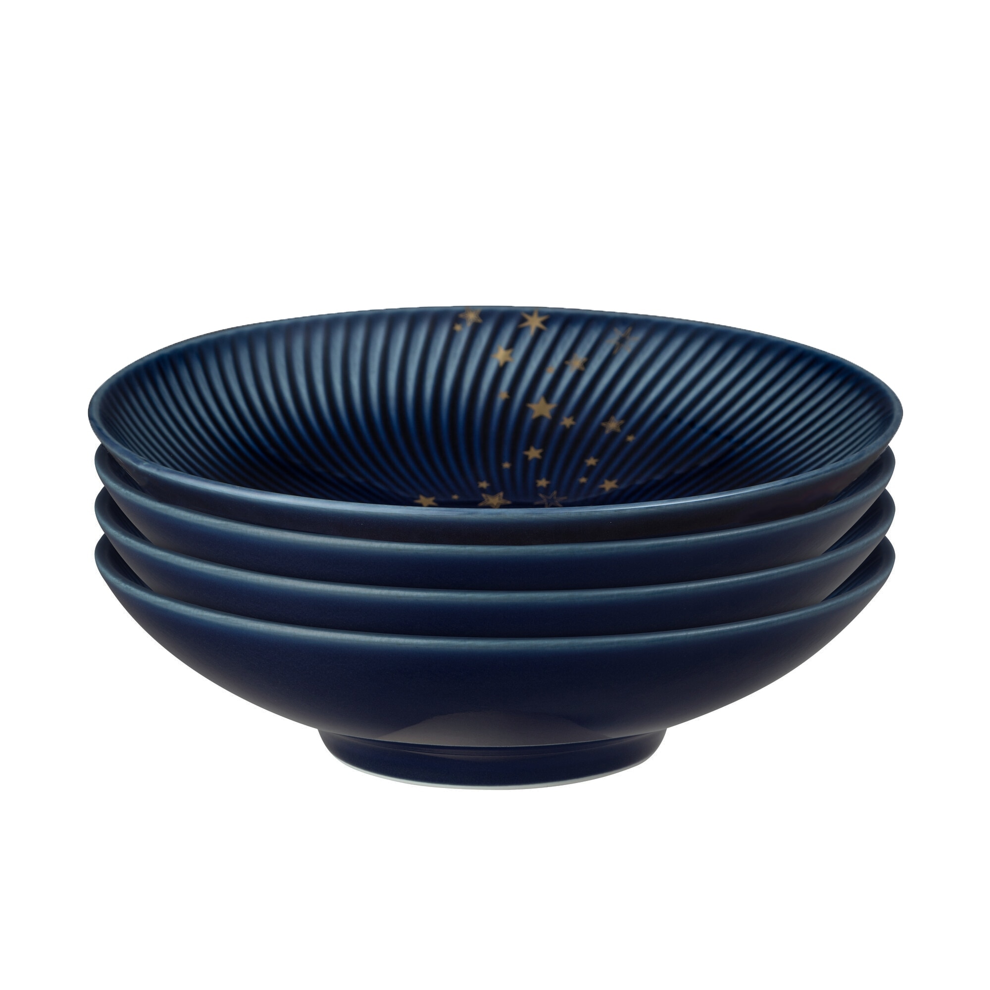 Product photograph of Porcelain Arc Blue Stars Pasta Bowl Set Of 4 from Denby Retail Ltd