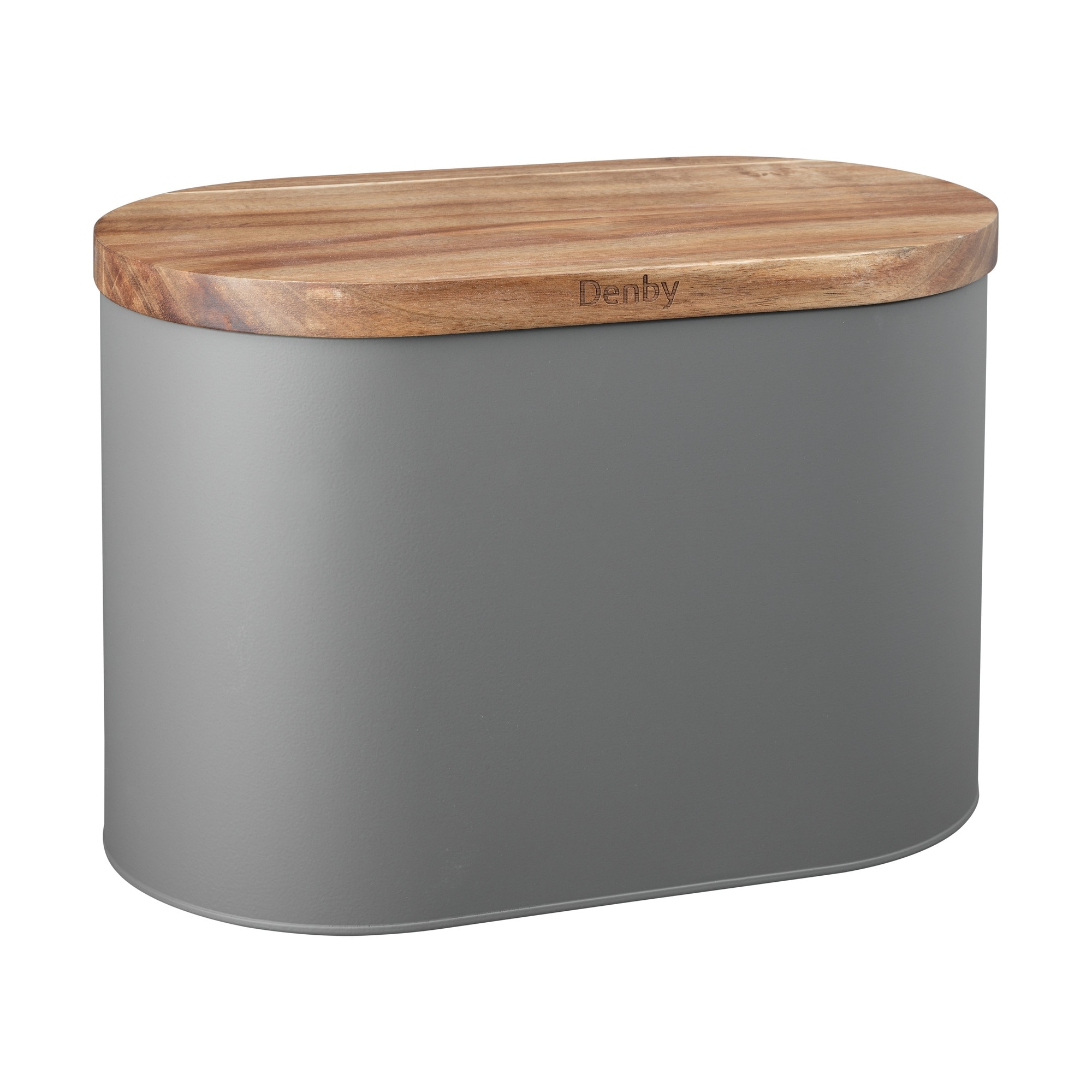 Product photograph of Denby Grey Bread Bin With Acacia Lid from Denby Retail Ltd