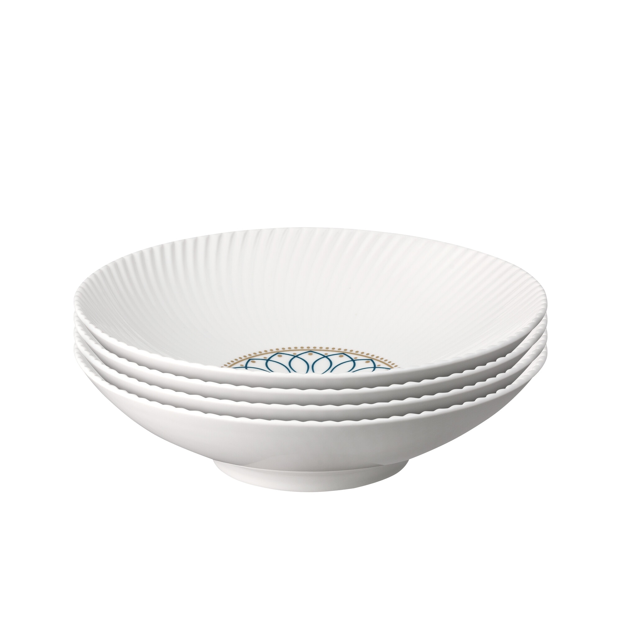 Product photograph of Porcelain Modern Deco Set Of 4 Pasta Bowls from Denby Retail Ltd