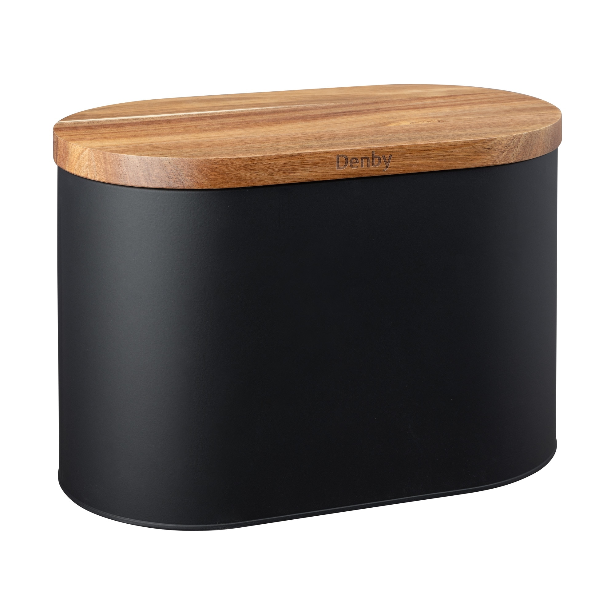 Product photograph of Denby Black Bread Bin With Acacia Lid from Denby Retail Ltd