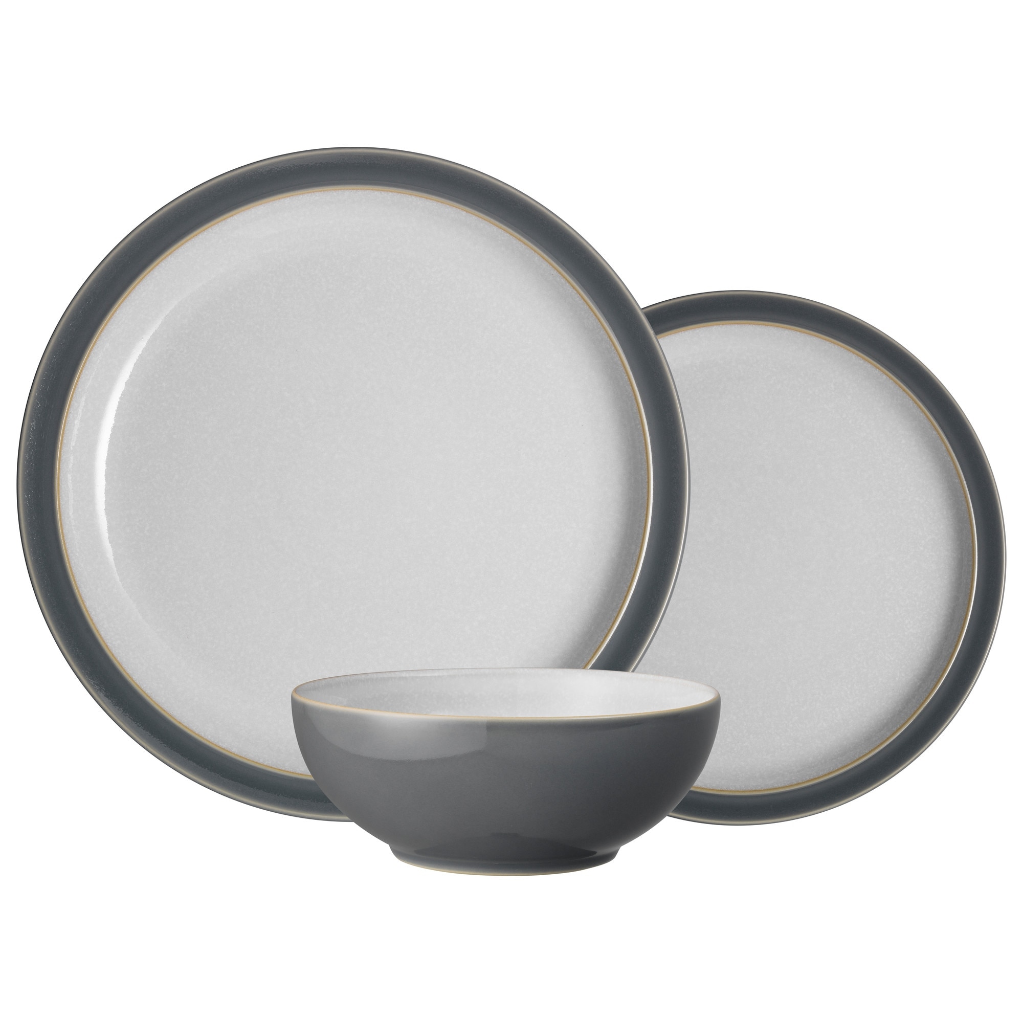 Product photograph of Elements Fossil Grey 12 Piece Tableware Set from Denby Retail Ltd