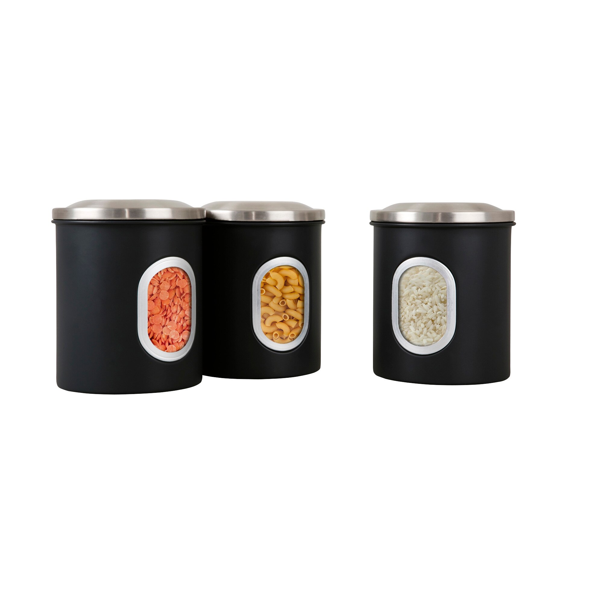 Set Of 3 Canisters Black