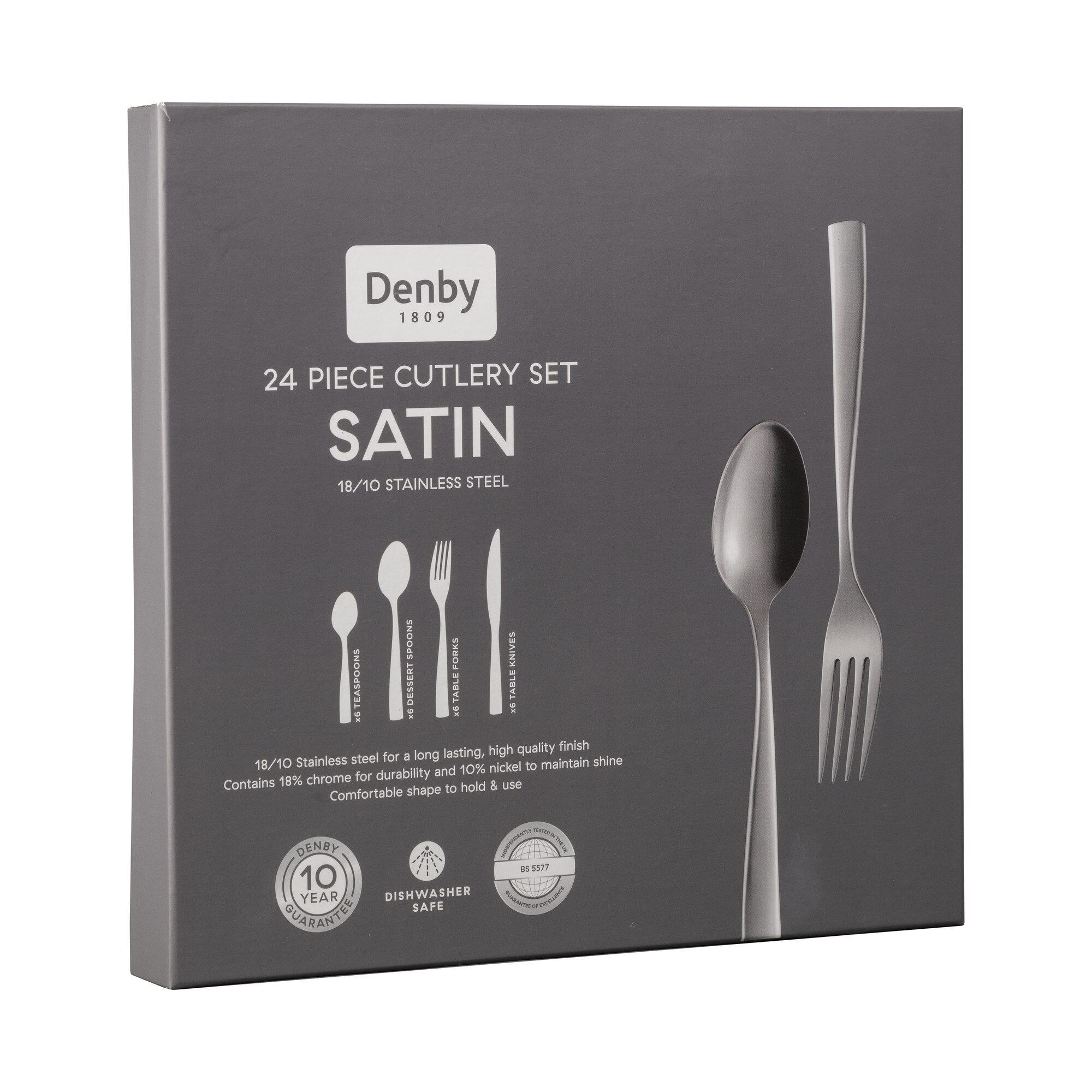 Product photograph of Satin 24 Piece Cutlery Set from Denby Retail Ltd
