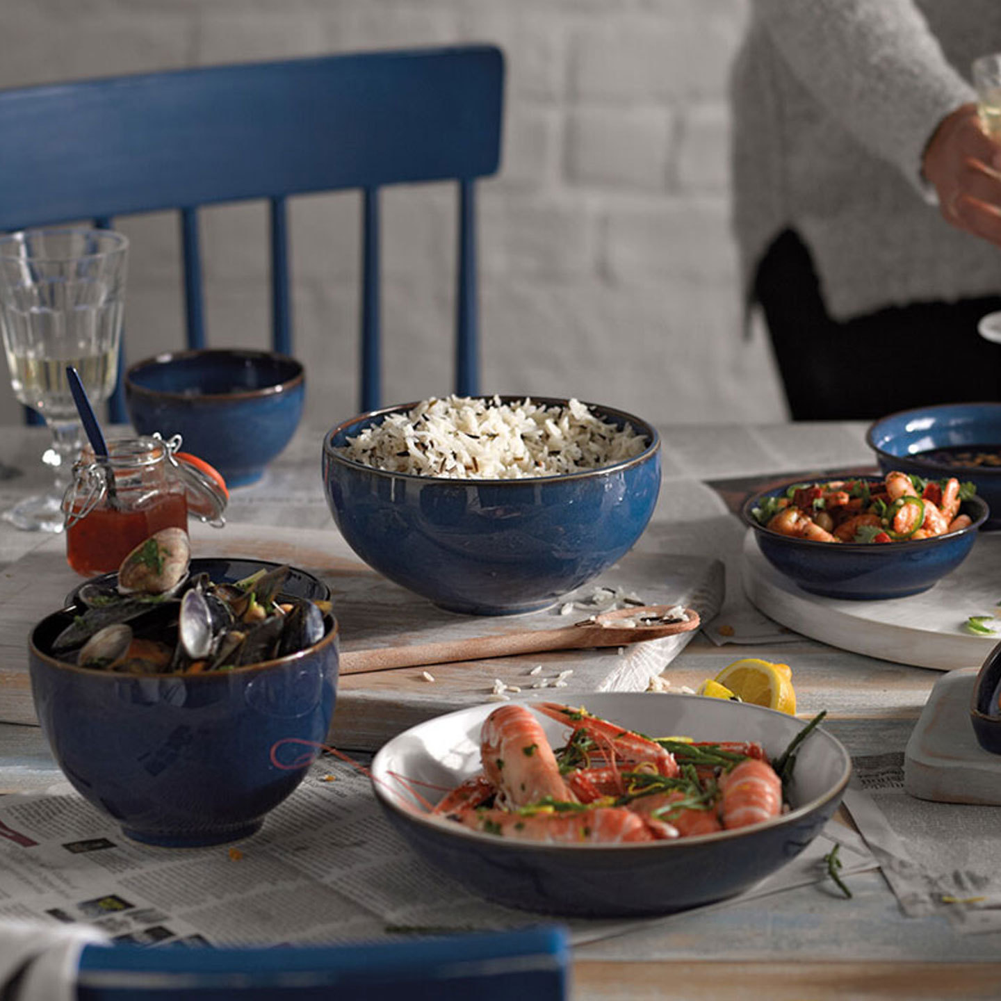 Imperial Blue Pasta Bowls - Set Of 4