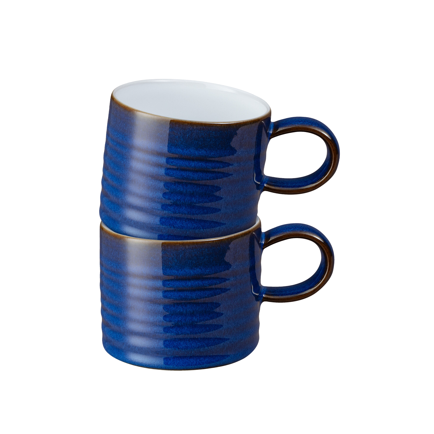Imperial Blue  Set Of 2 Small Ridged Mugs
