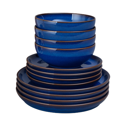Imperial Blue 12 Piece Coupe Dinnerware Set