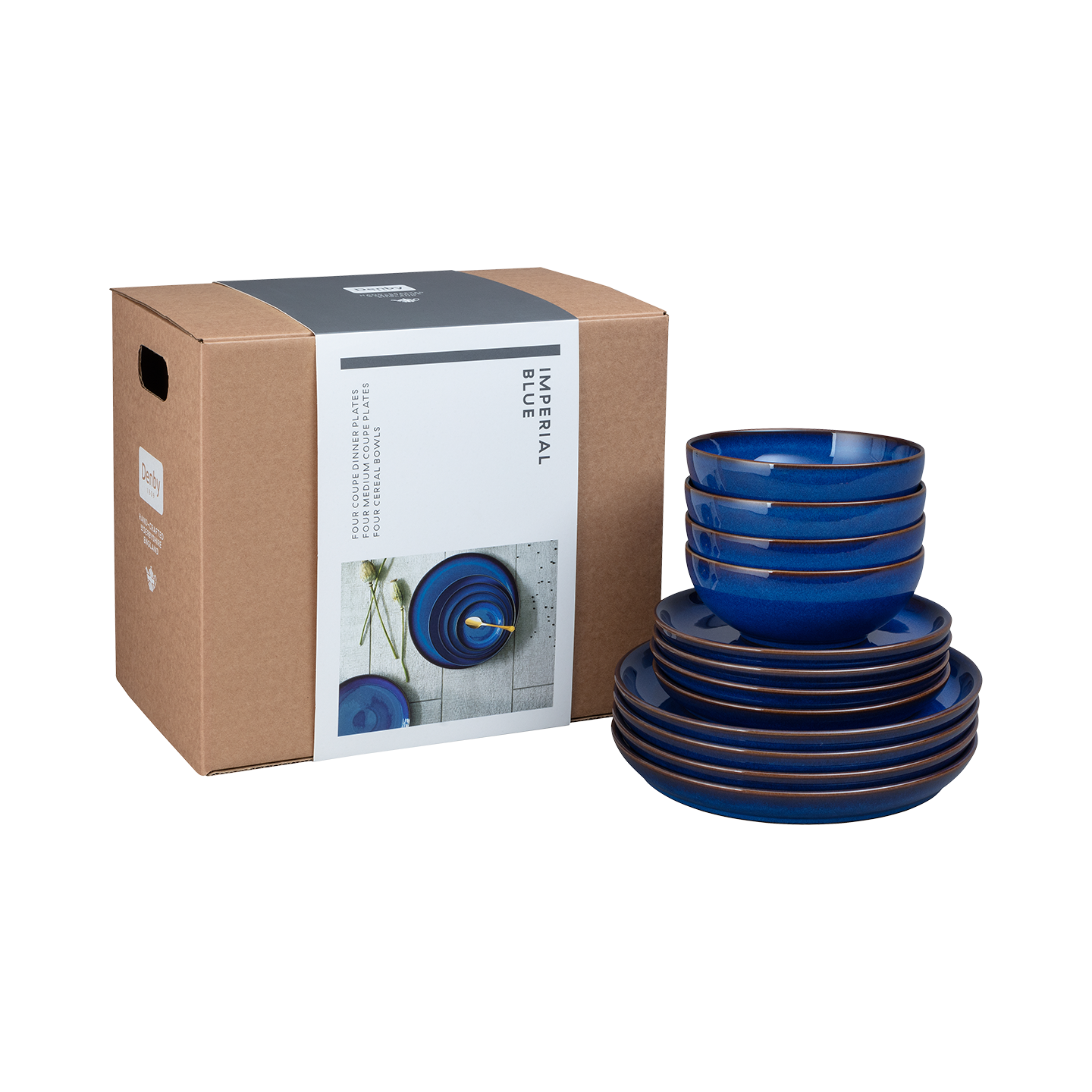 Imperial Blue 12 Piece Coupe Dinnerware Set