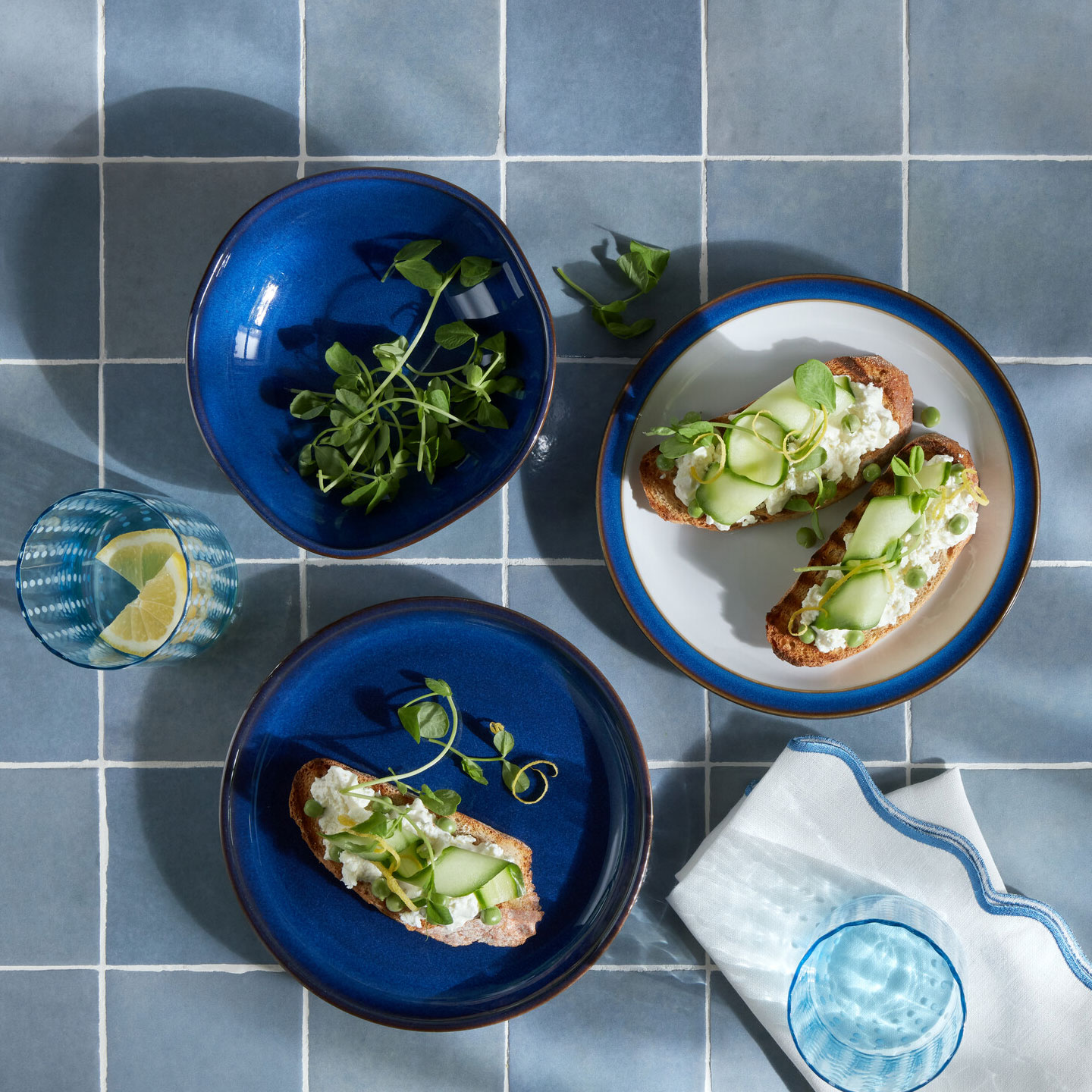 Imperial Blue Coupe Medium Plates - Set Of 4