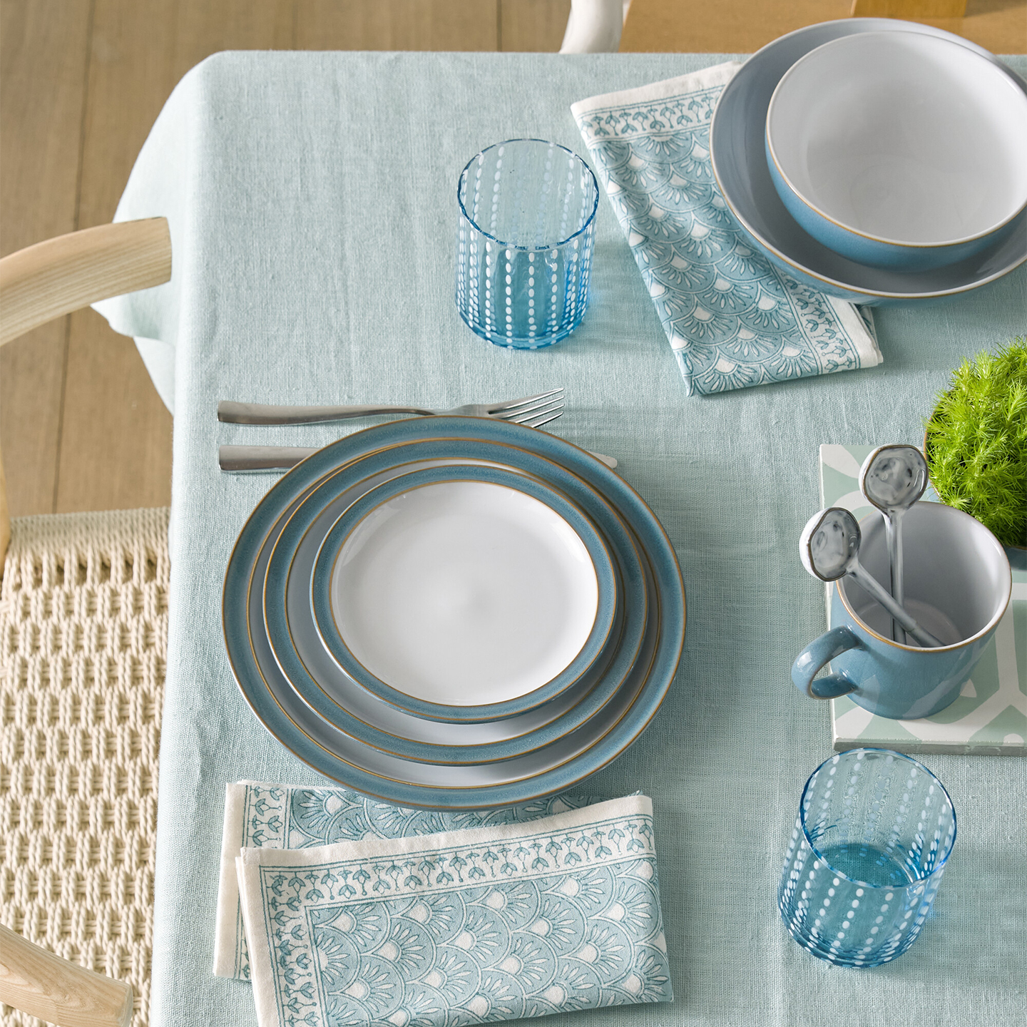 Azure Rimmed 12 Piece Dinner Set