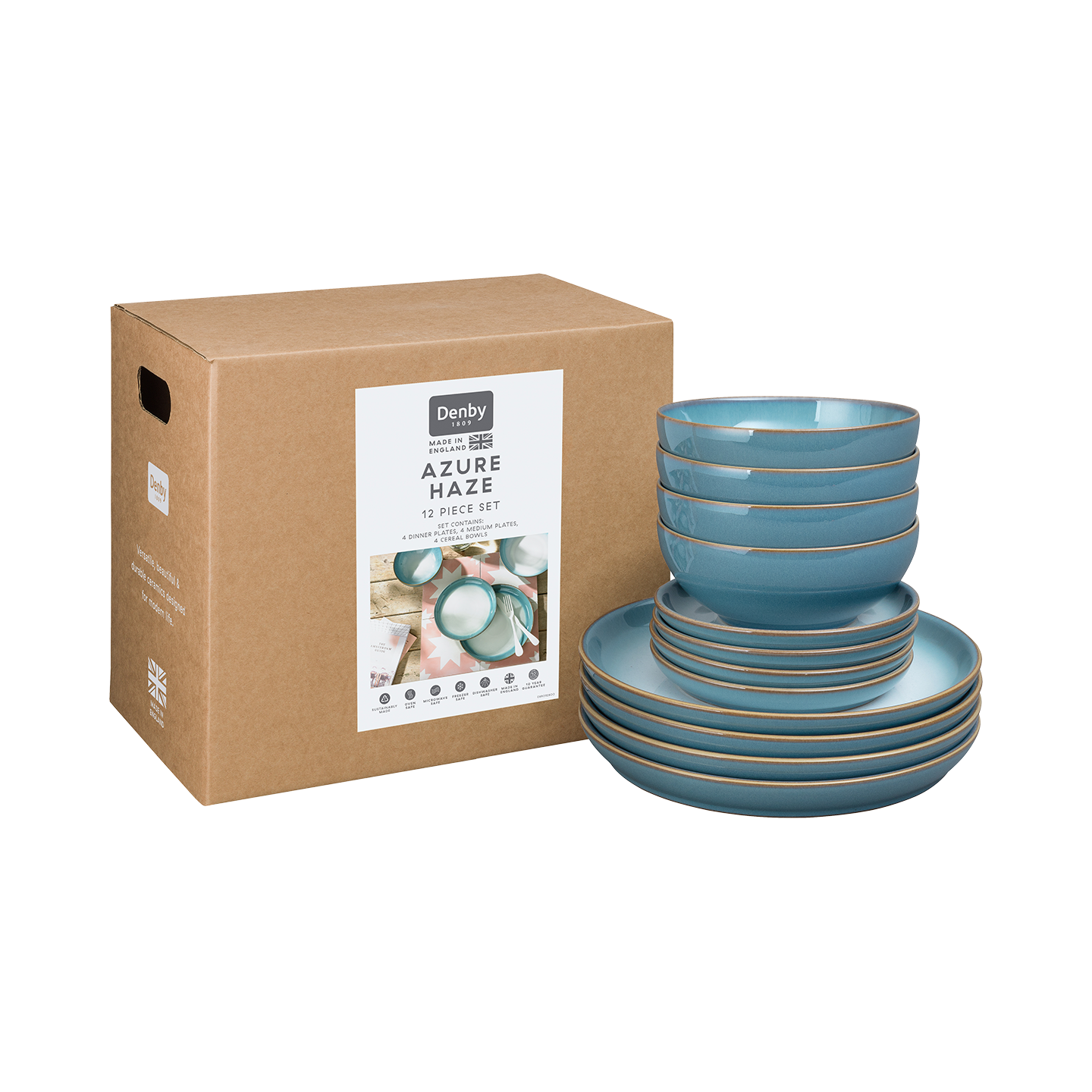 Azure Haze 12 Piece Coupe Dinner Set