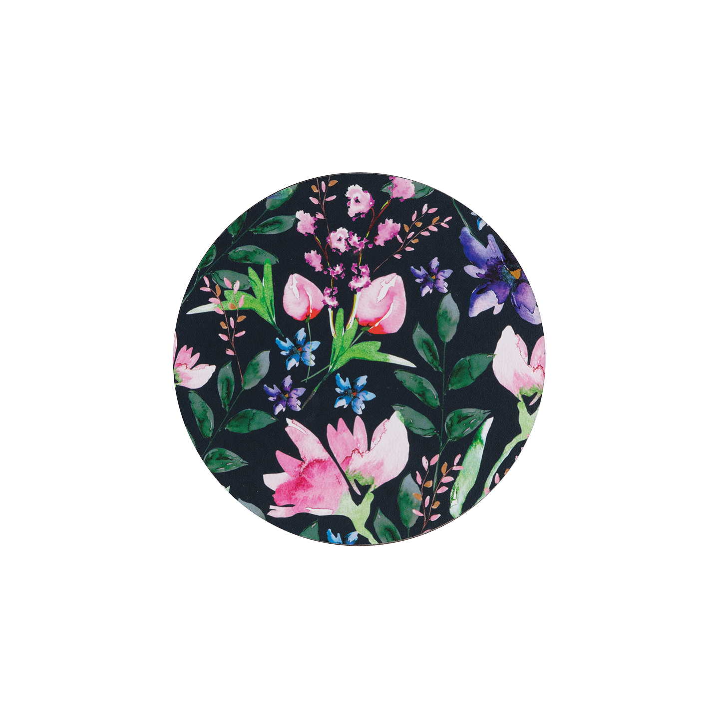 Dark Floral Round Coasters Pack Of 6