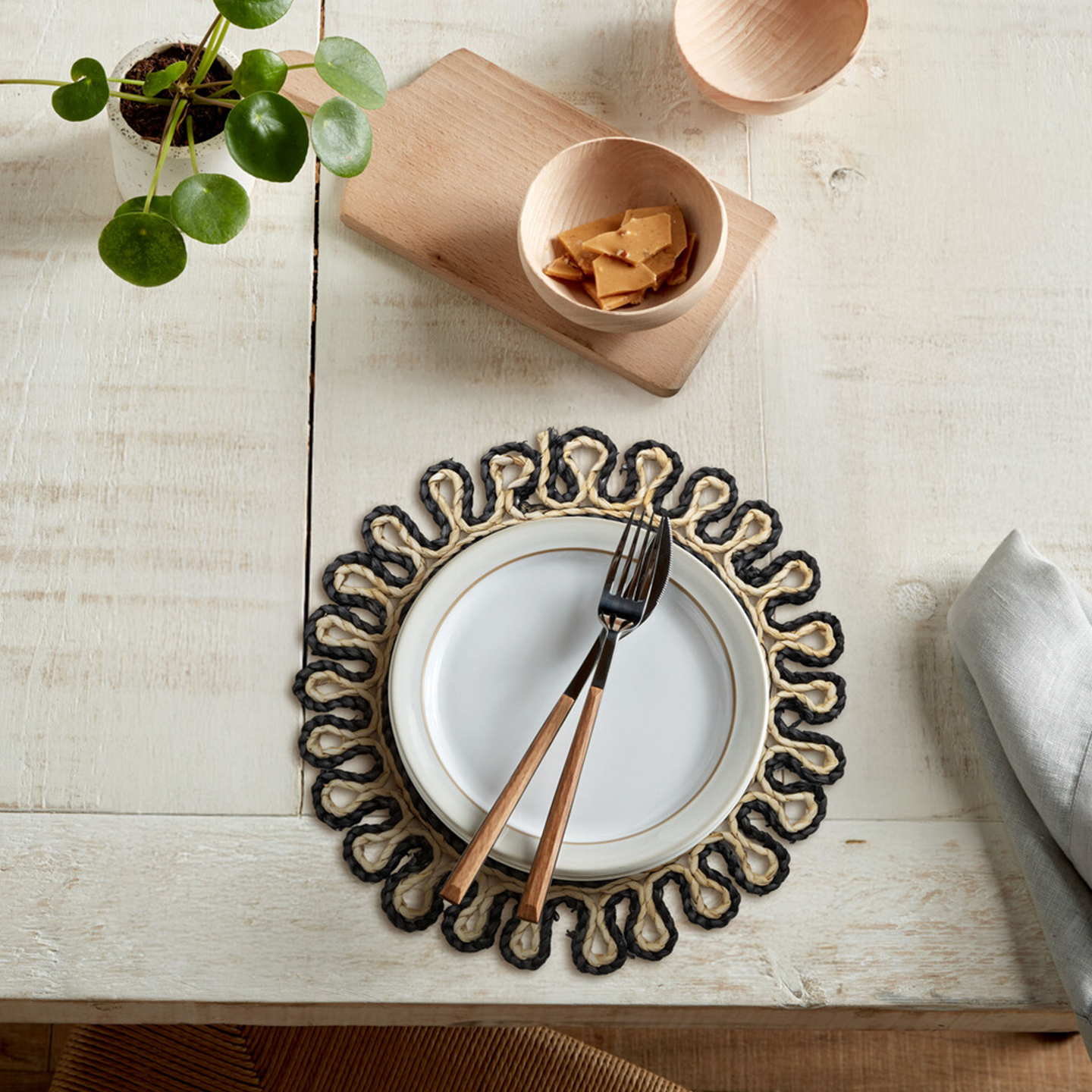 Denby Natural And Black Cornhusk Set Of 2 Placemats