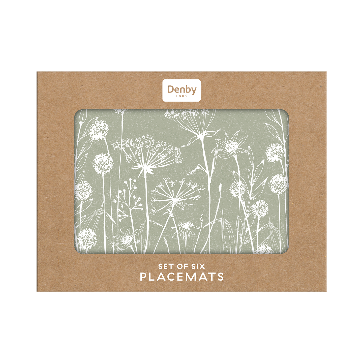 Denby Wild Flowers Sage Green Set Of 6 Placemats