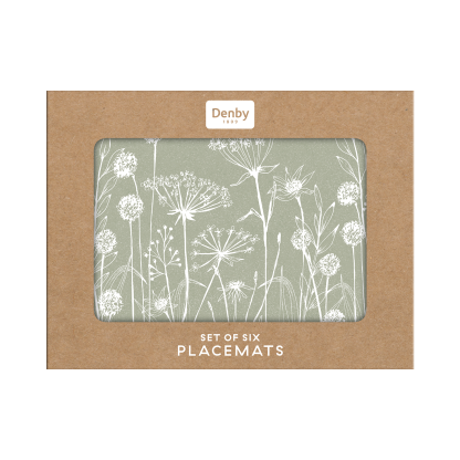 Denby Wild Flowers Sage Green Set Of 6 Placemats