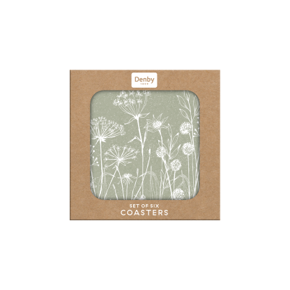 Denby Wild Flowers Sage Green Set Of 6 Coasters