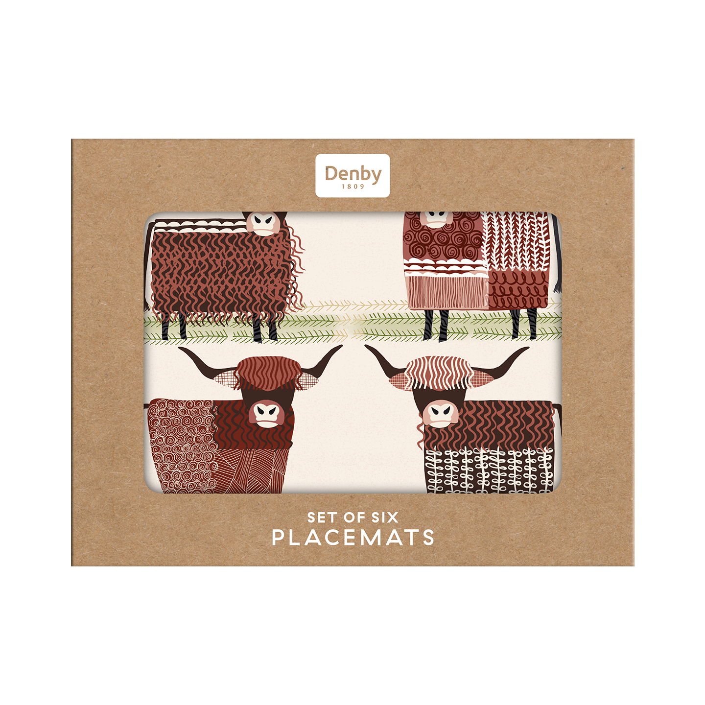 Denby Highland Cow Set Of 6 Placemats