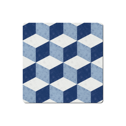 Blue Geometric Square Placemats - Set Of 6