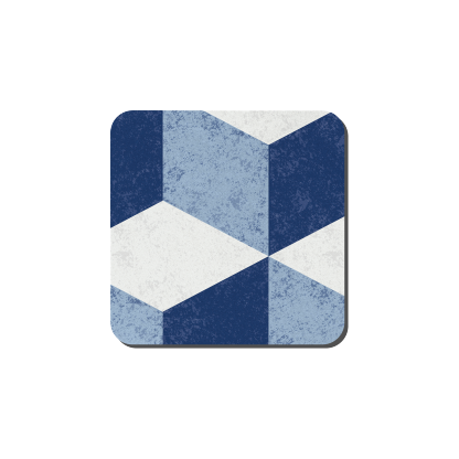 Blue Geometric Square Coasters - Set Of 6