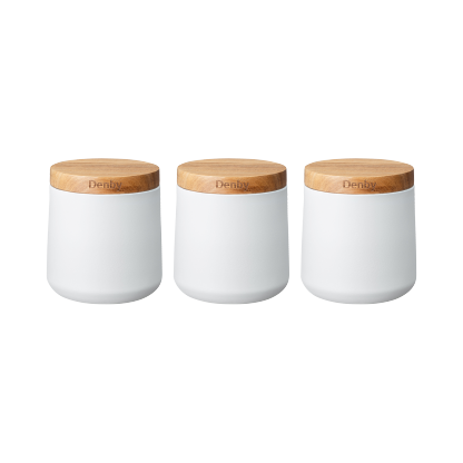 Denby Set Of 3 White Storage Canisters