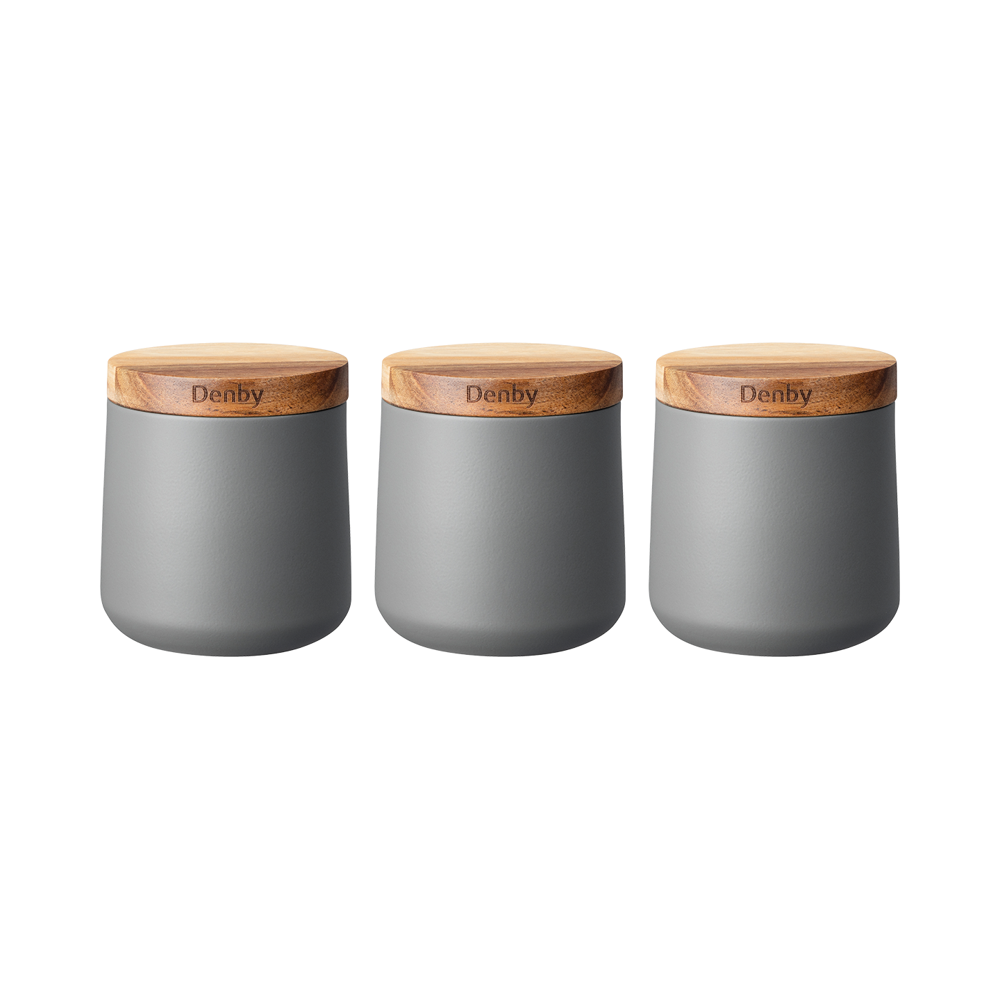 Denby Set Of 3 Grey Storage Canisters