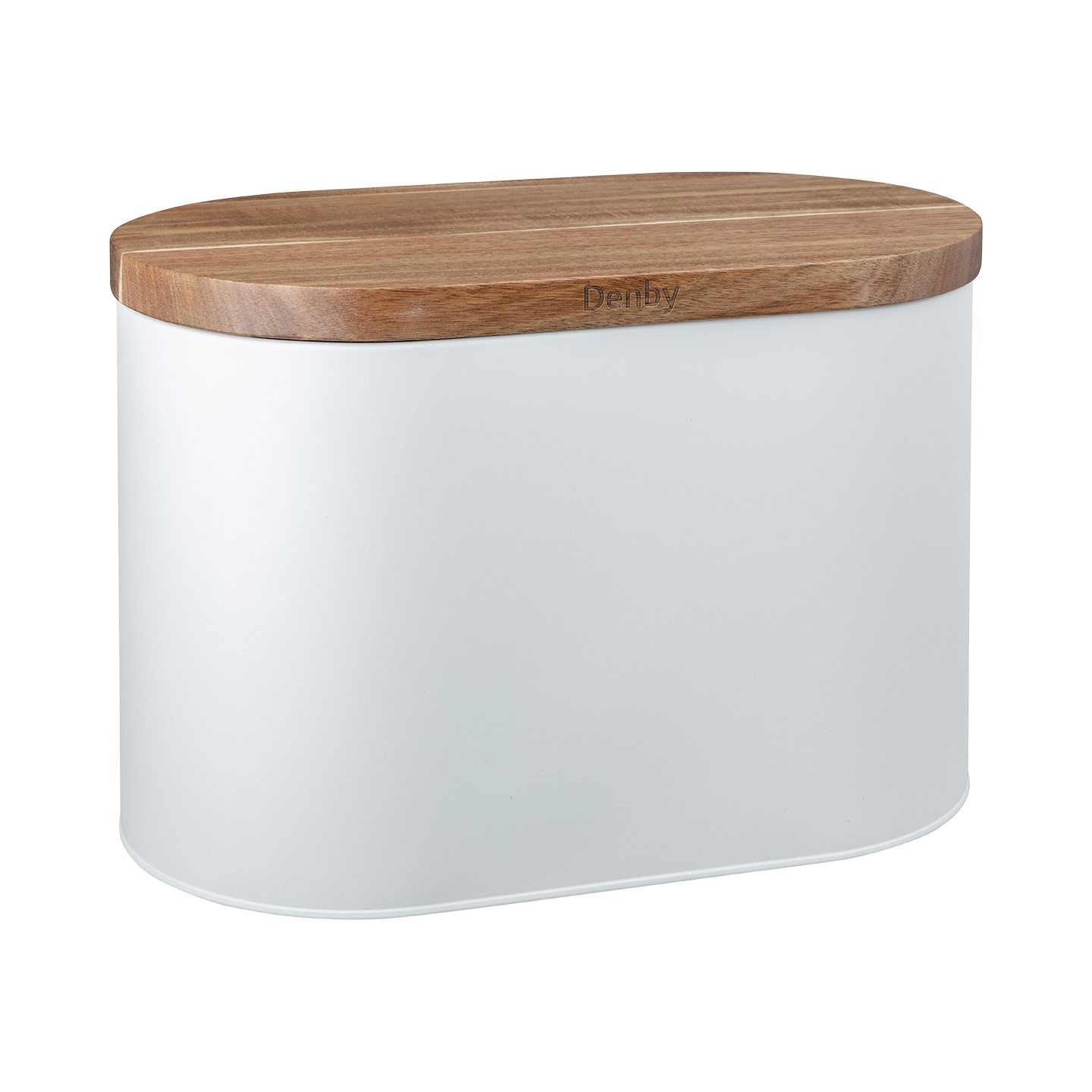 Denby White Bread Bin With Acacia Lid