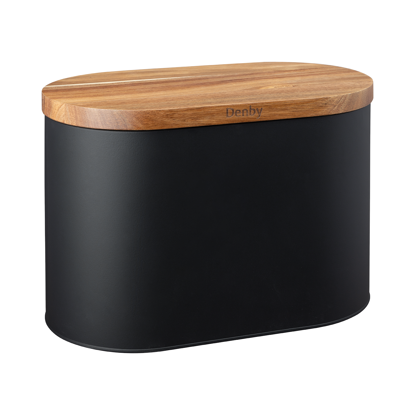 Denby Black Bread Bin With Acacia Lid