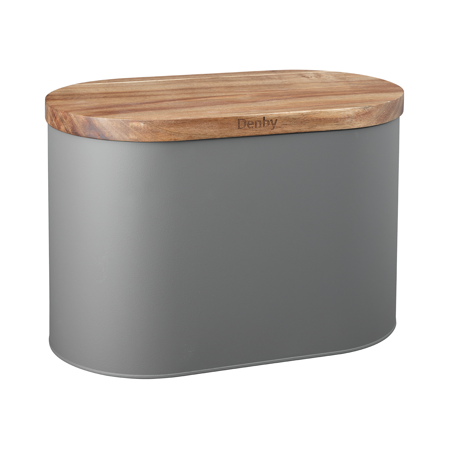 Denby Grey Bread Bin With Acacia Lid