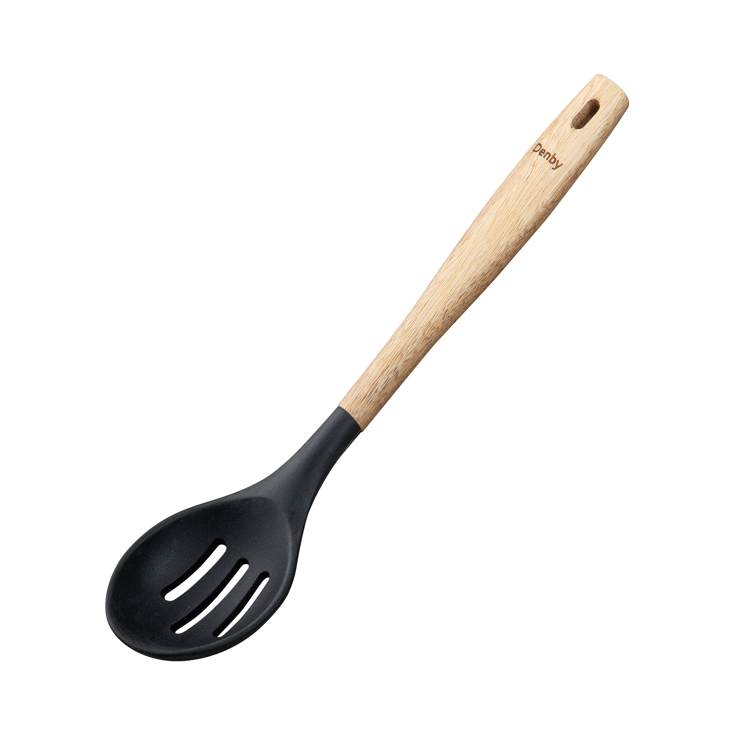 Acacia & Silicone Slotted Spoon Black