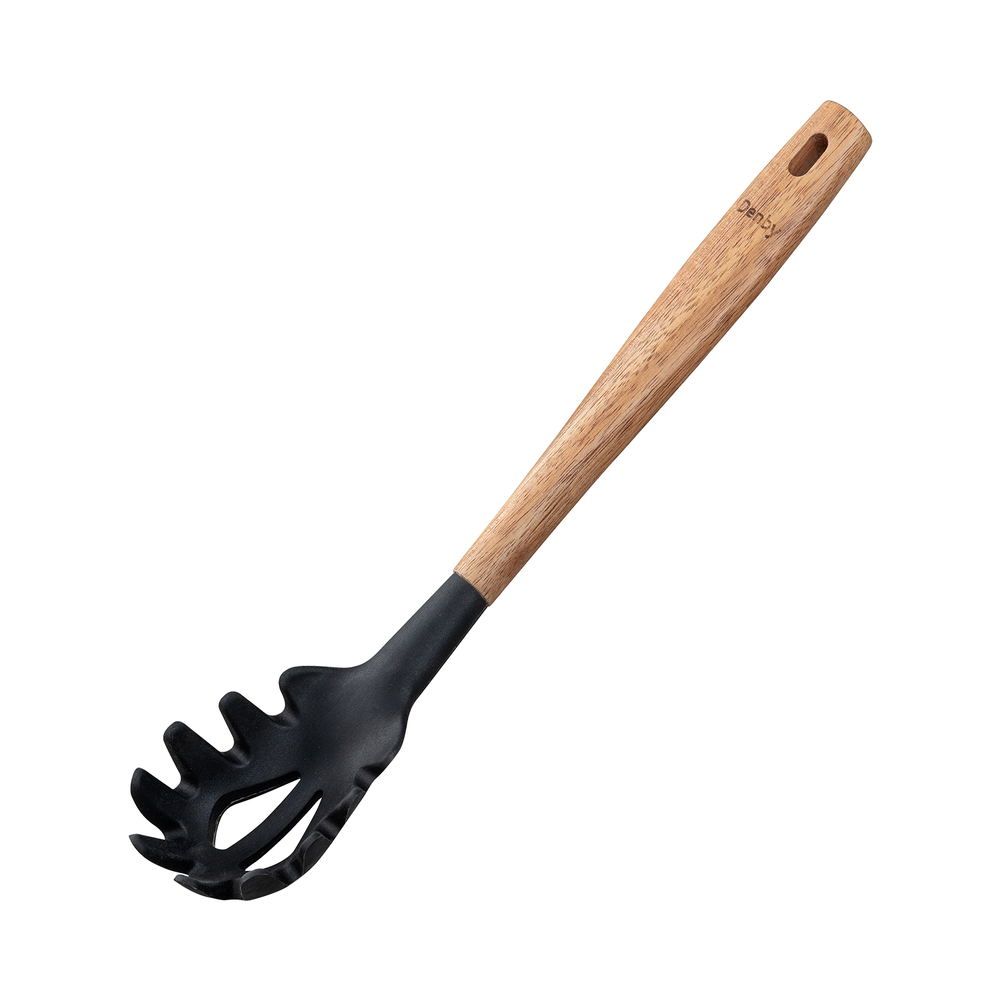 Acacia & Silicone Spaghetti Server Black