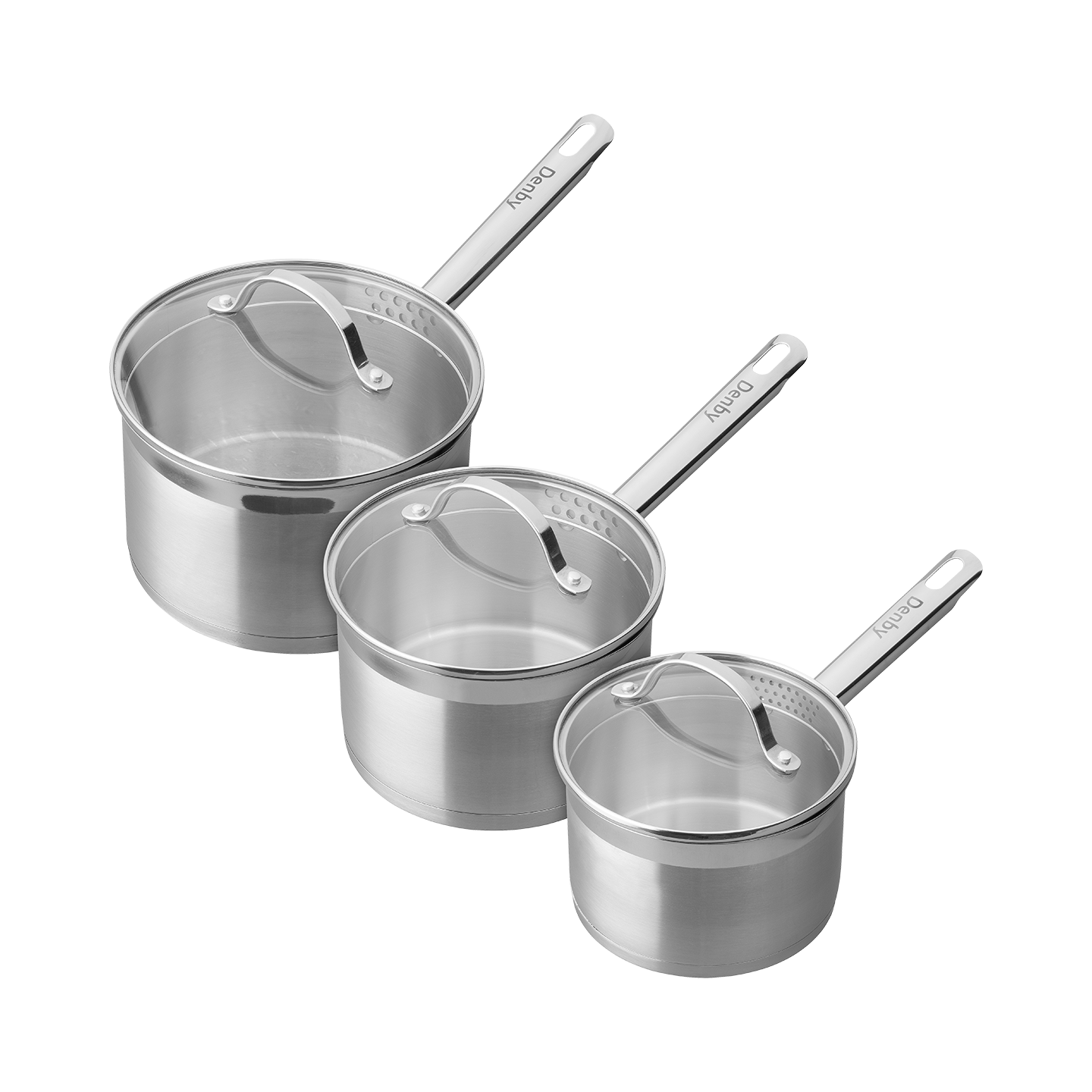 Stainless Steel 3 Piece Saucepan Set (with lids)