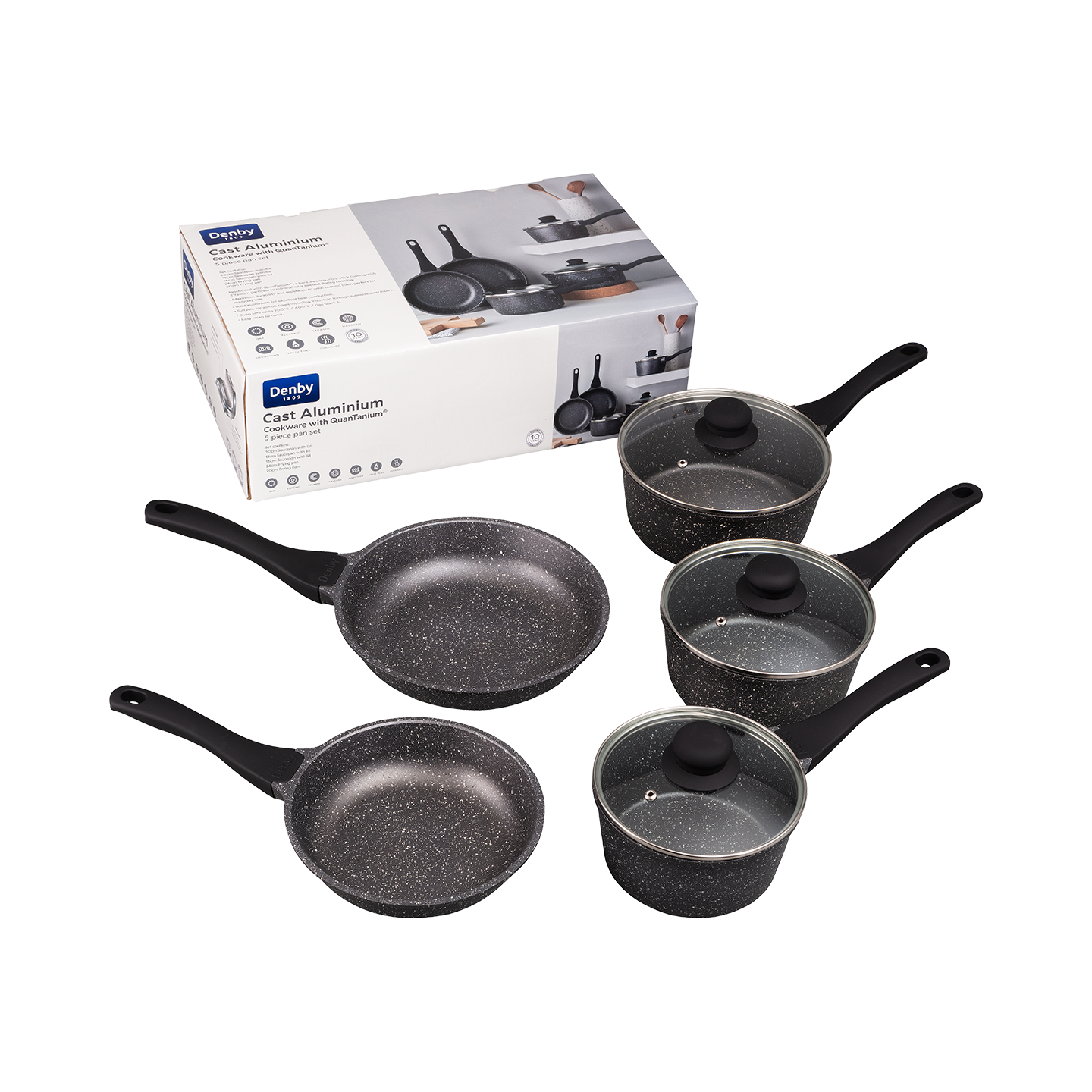 Granite Effect Cast Aluminium 5 Piece Pan Set