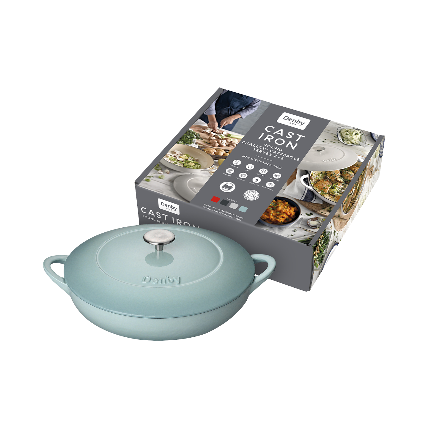 Denby Pavilion Cast Iron 30Cm Shallow Casserole