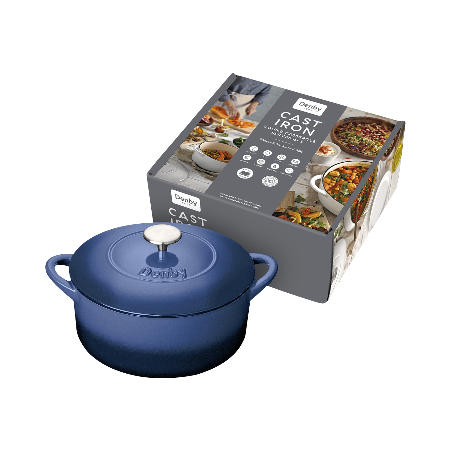 Cobalt 24cm Round Cast Iron Casserole