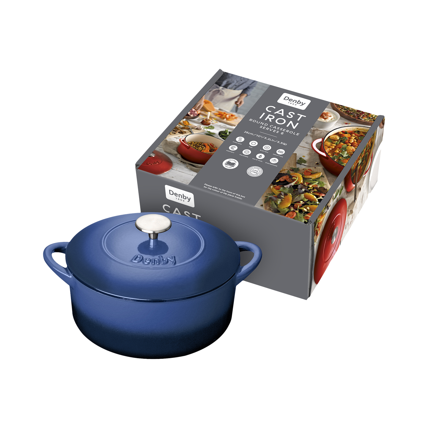 Cobalt 26cm Round Cast Iron Casserole