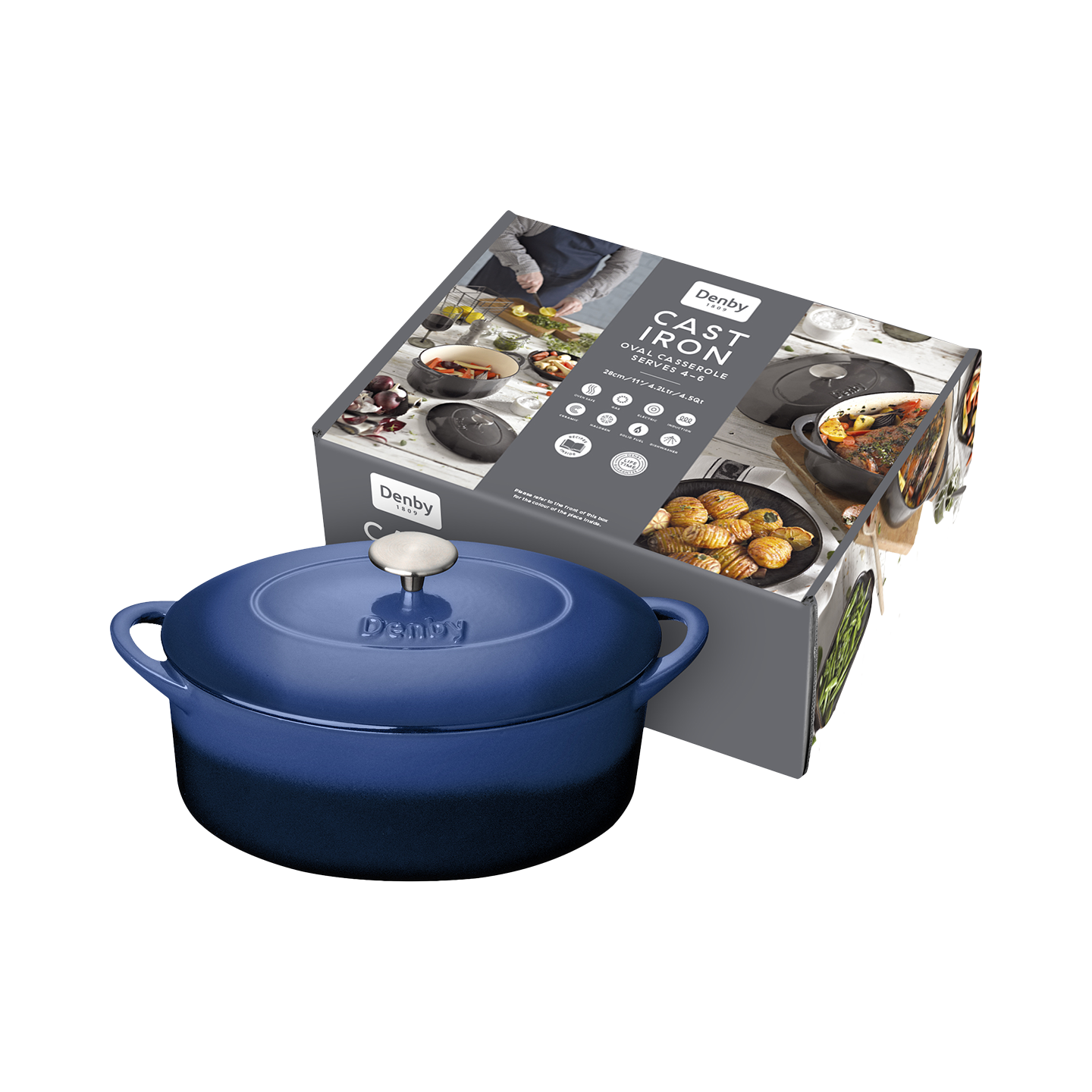 Cobalt 28cm Oval Cast Iron Casserole