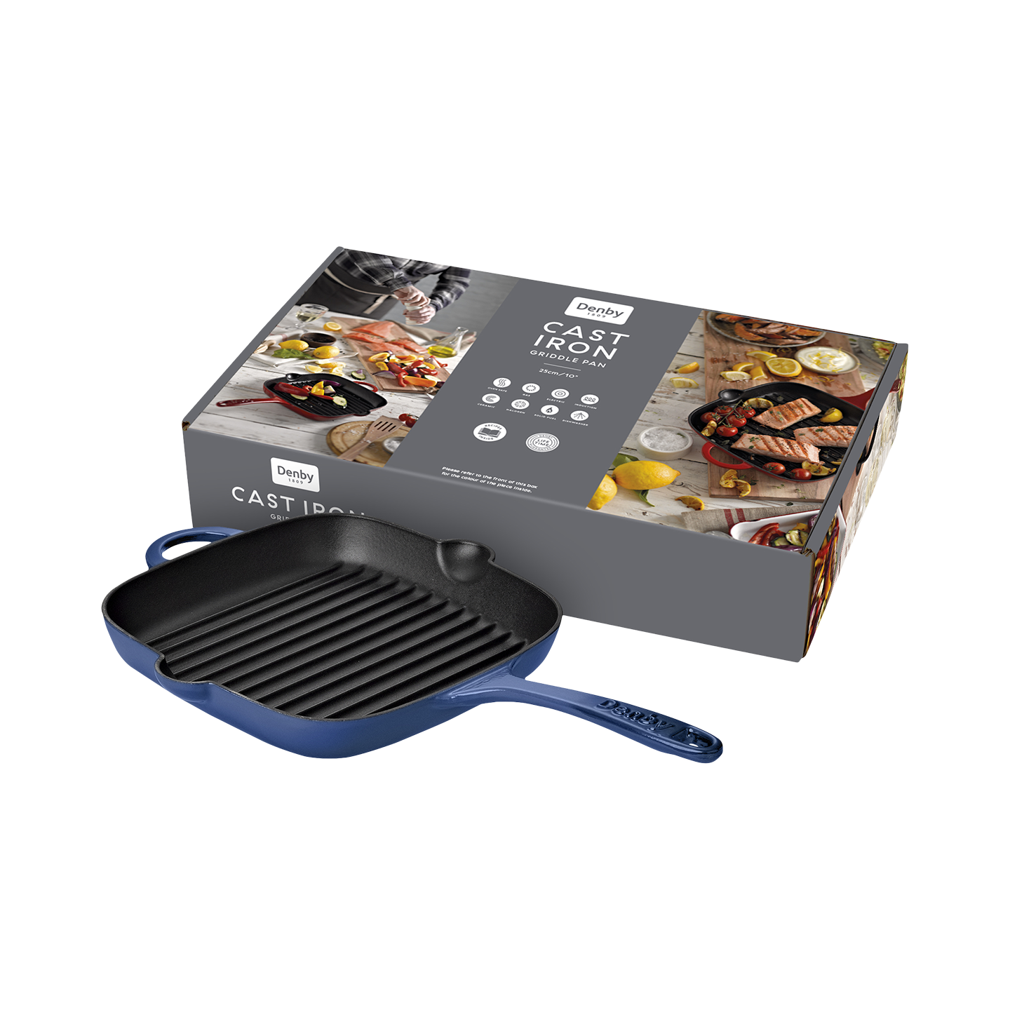 Denby Cobalt 25Cm Cast Iron Griddle Pan